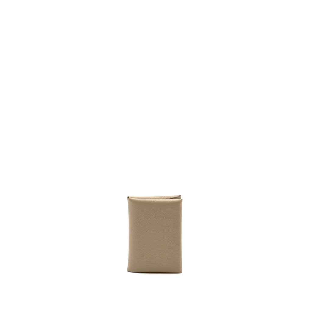 HERMES CALVI DUO CARD HOLDER EVERCOLOR 8Q BEIGE MARFA SHW