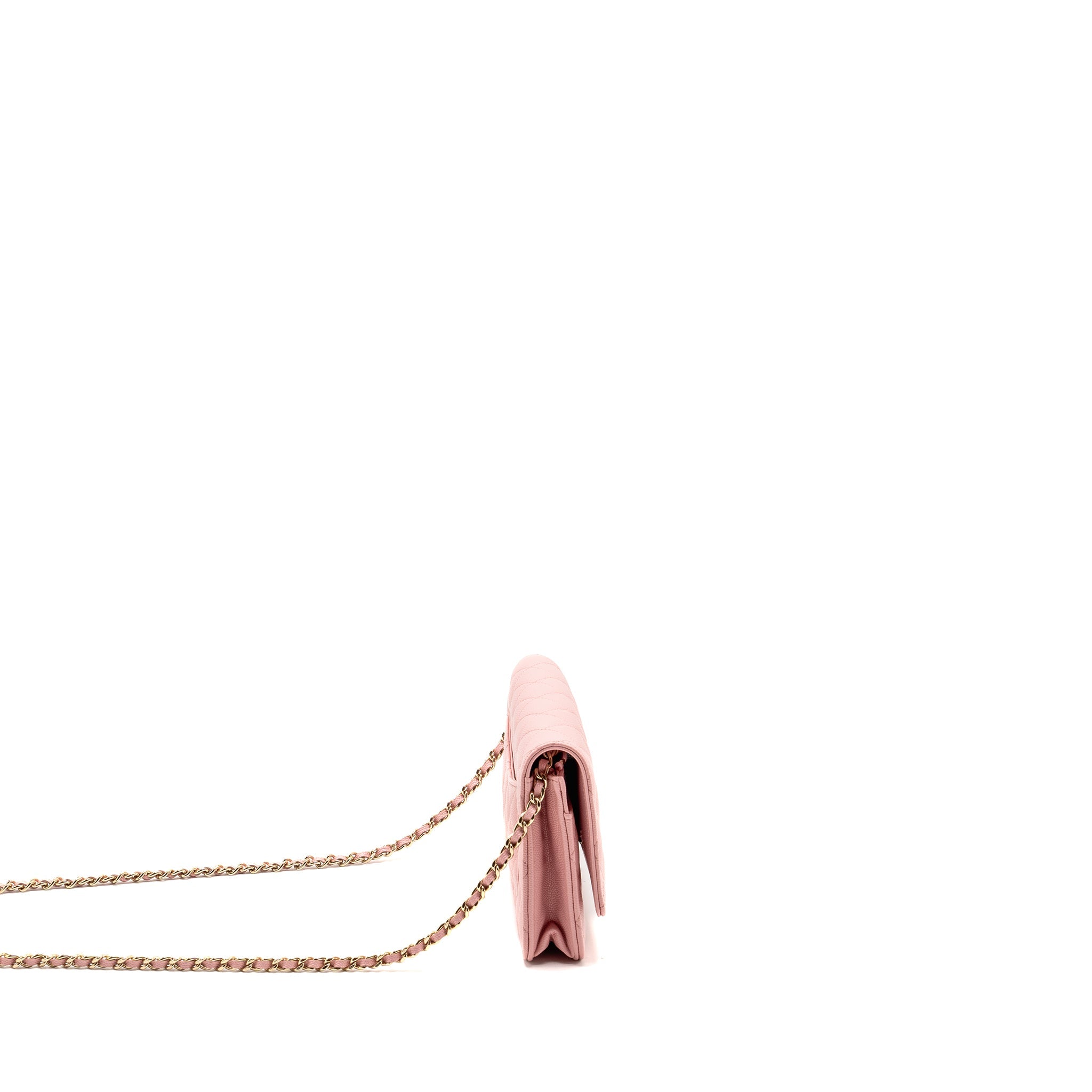 CHANEL CLASSIC WALLET ON CHAIN CAVIAR PINK LGHW (MICROCHIP)
