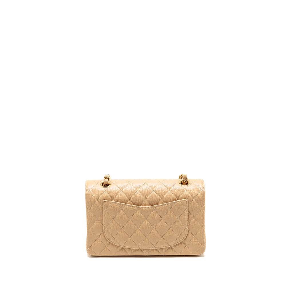 CHANEL SMALL CLASSIC DOUBLE FLAP BAG CAVIAR BEIGE GHW