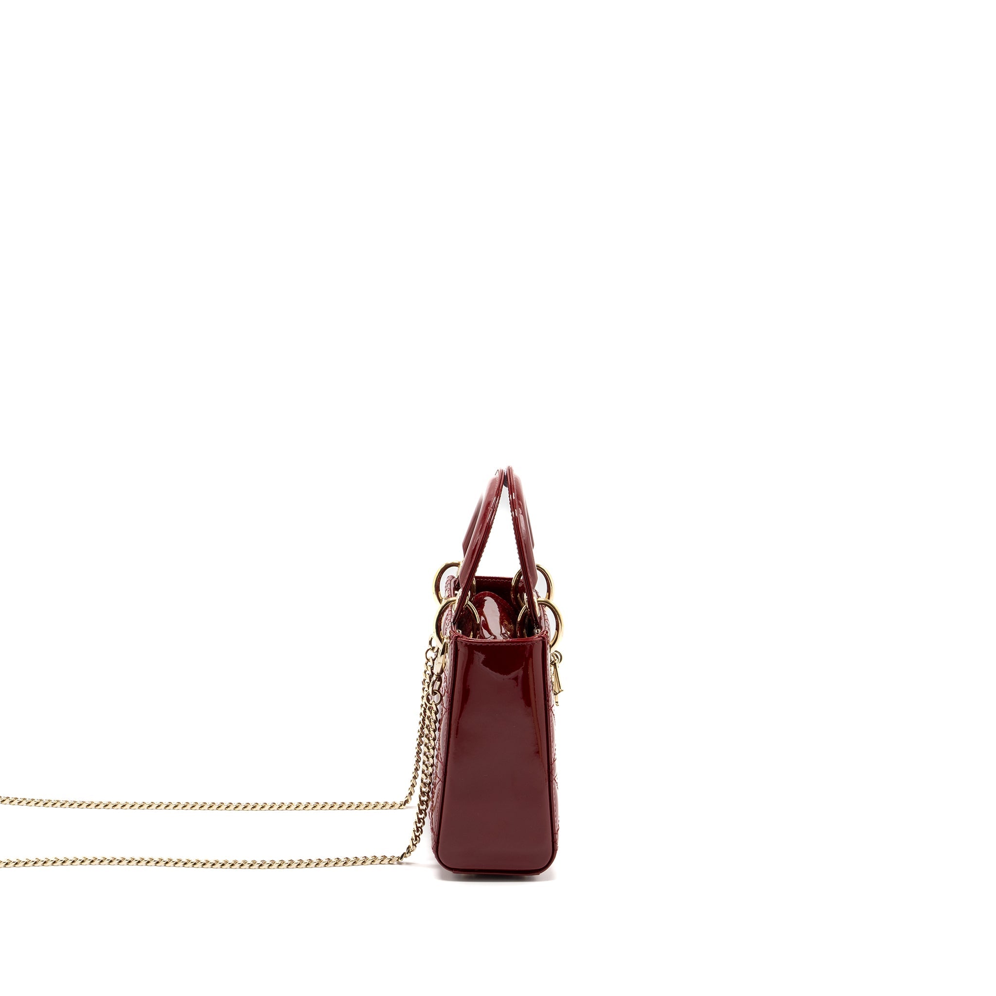 DIOR MINI LADY DIOR PATENT RED LGHW