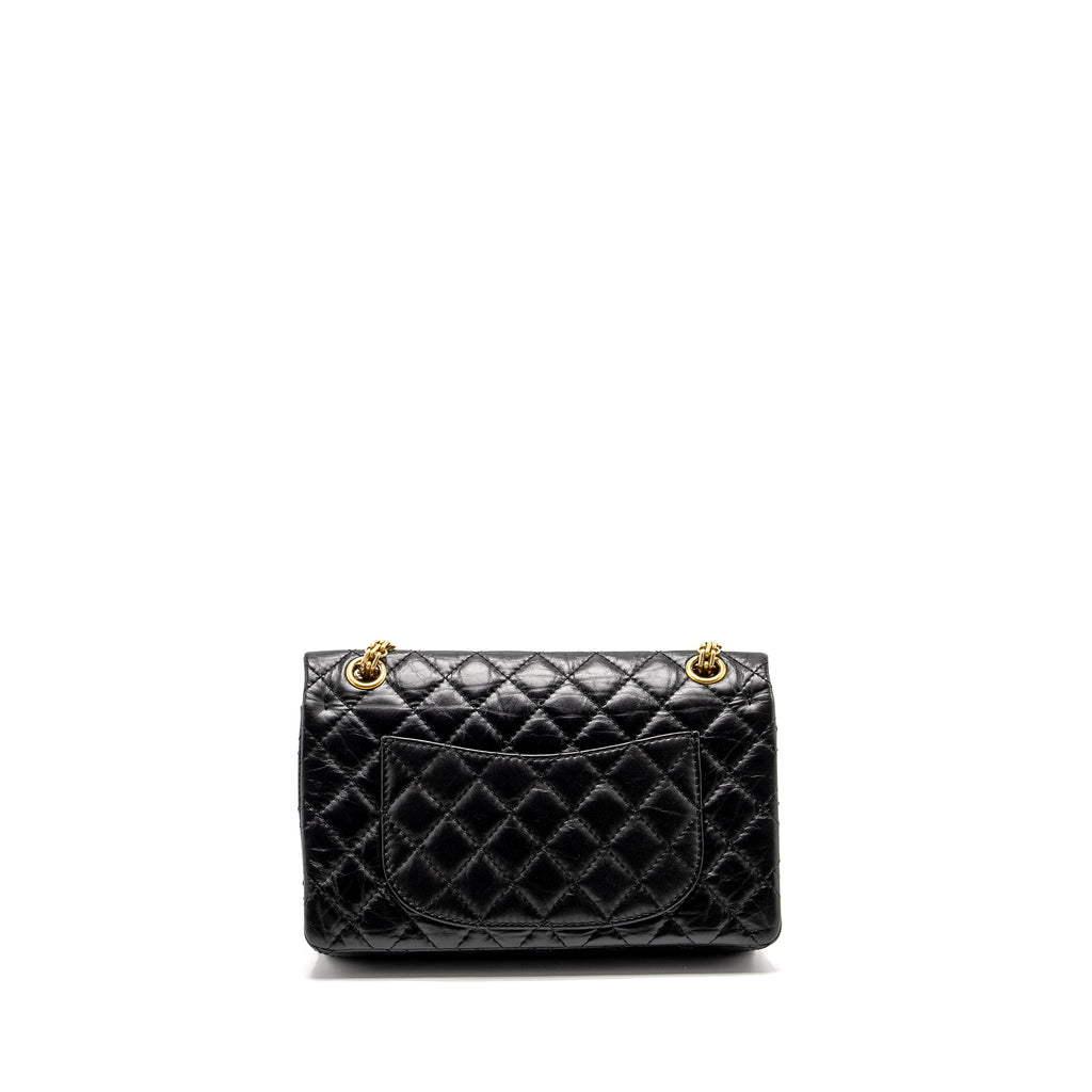 CHANEL SMALL 2.55 225 REISSUE FLAP BAG AGED CALFSKIN BLACK GHW