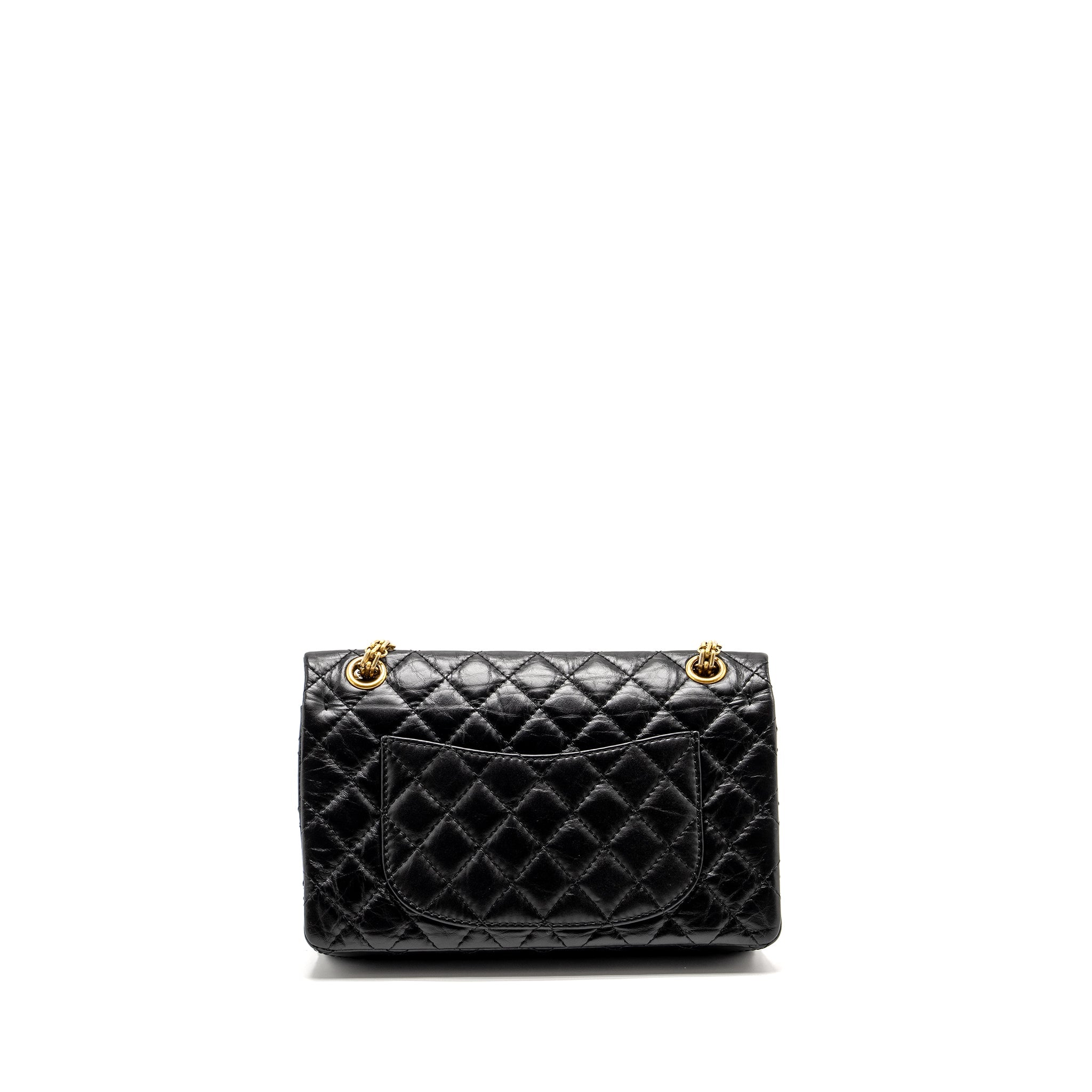 CHANEL SMALL 2.55 225 REISSUE FLAP BAG AGED CALFSKIN BLACK GHW