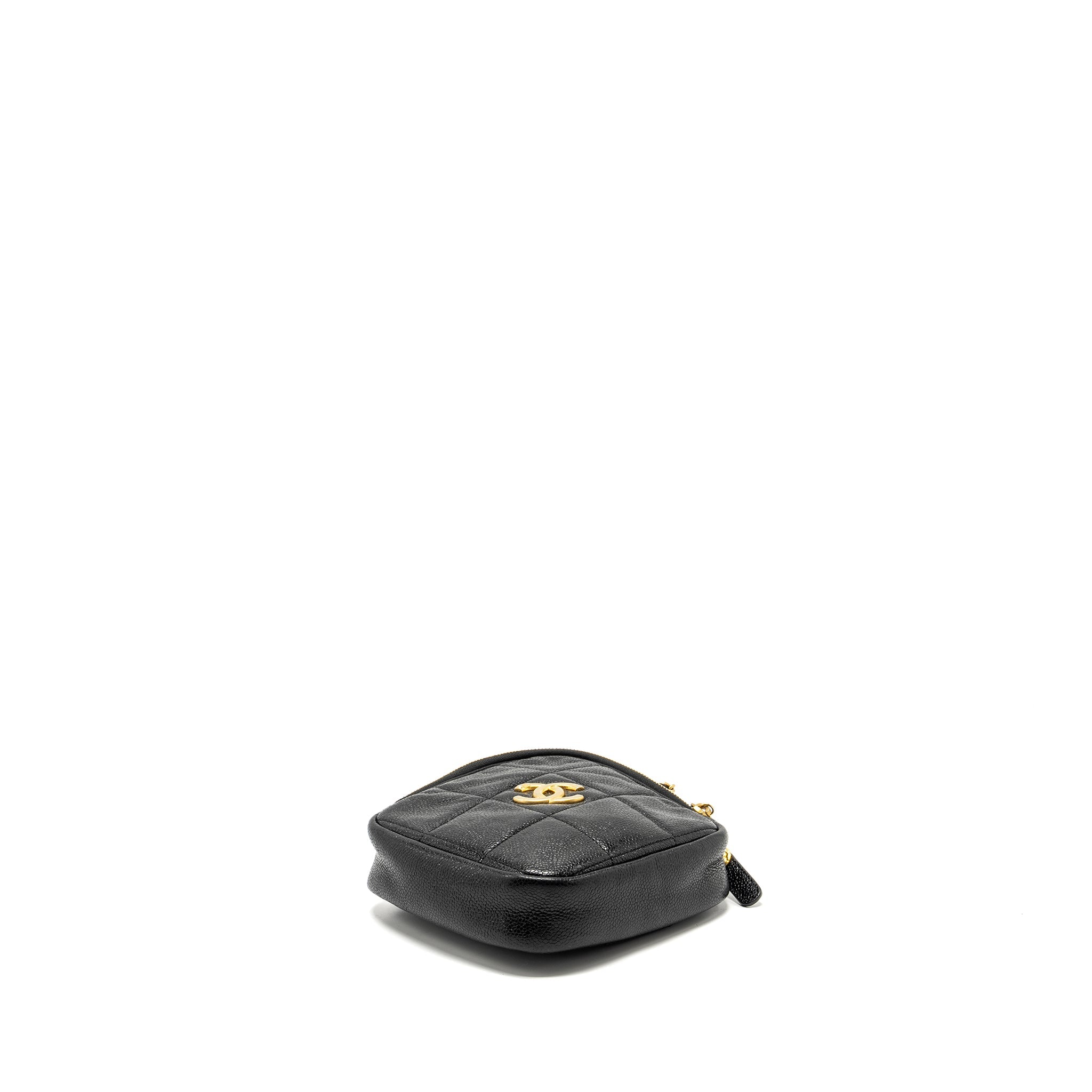 CHANEL QUILTED SHAPE CHAIN BAG CAVIAR BLACK GHW
