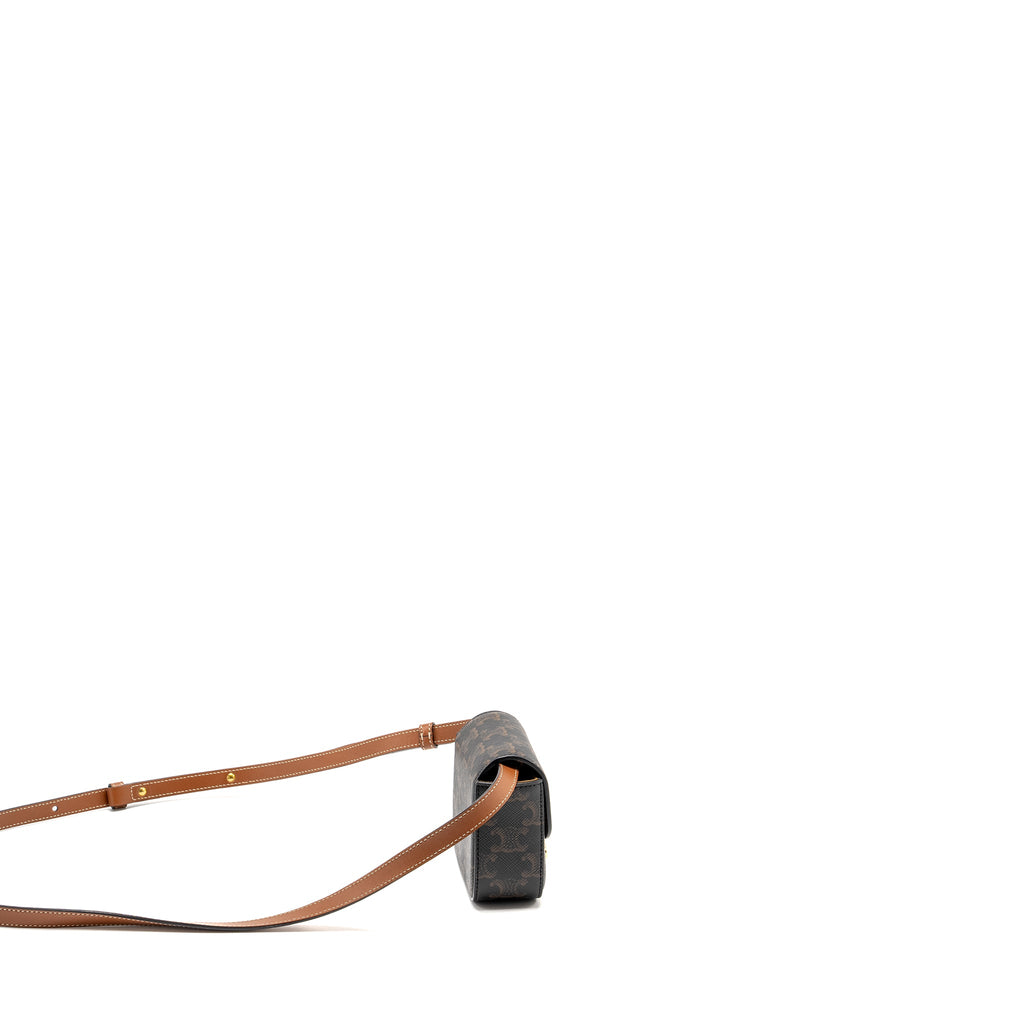 CELINE CLAUDE TRIOMPHE CANVAS / CALFSKIN TAN GHW