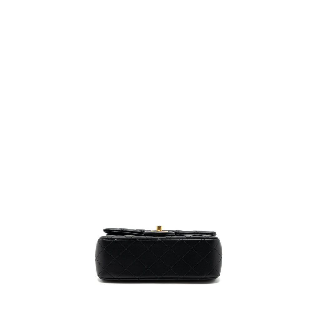 CHANEL 23K PEARL CRUSH MINI RECTANGULAR FLAP BAG LAMBSKIN BLACK BRUSHED GHW(MICROCHIP)