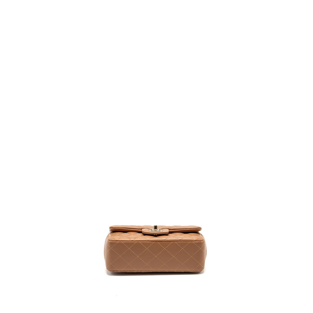 CHANEL 22S MINI RECTANGULAR FLAP BAG LAMBSKIN CARAMEL LGHW (MICROCHIP)