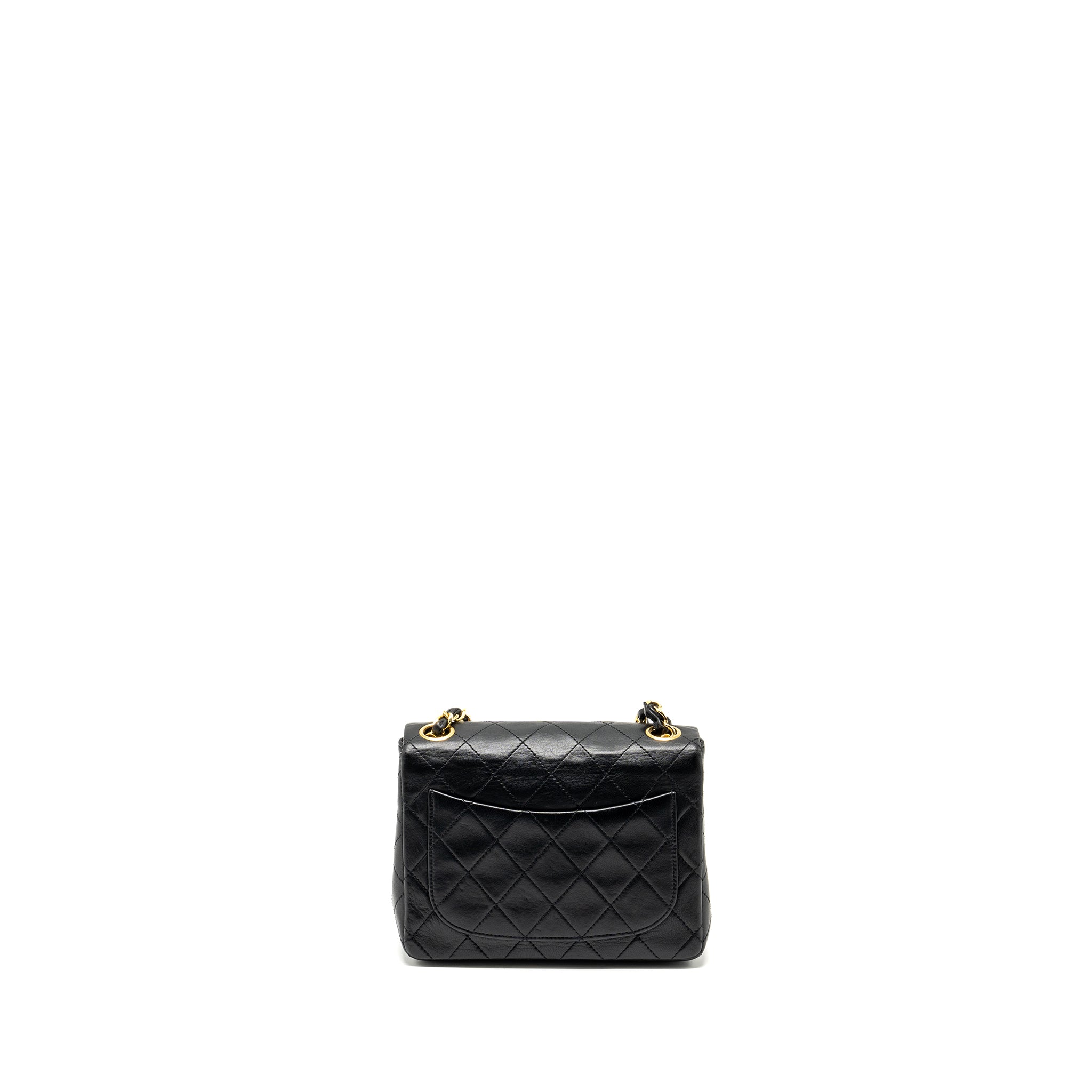 CHANEL VINTAGE MINI SQUARE FLAP BAG LAMBSKIN BLACK GHW