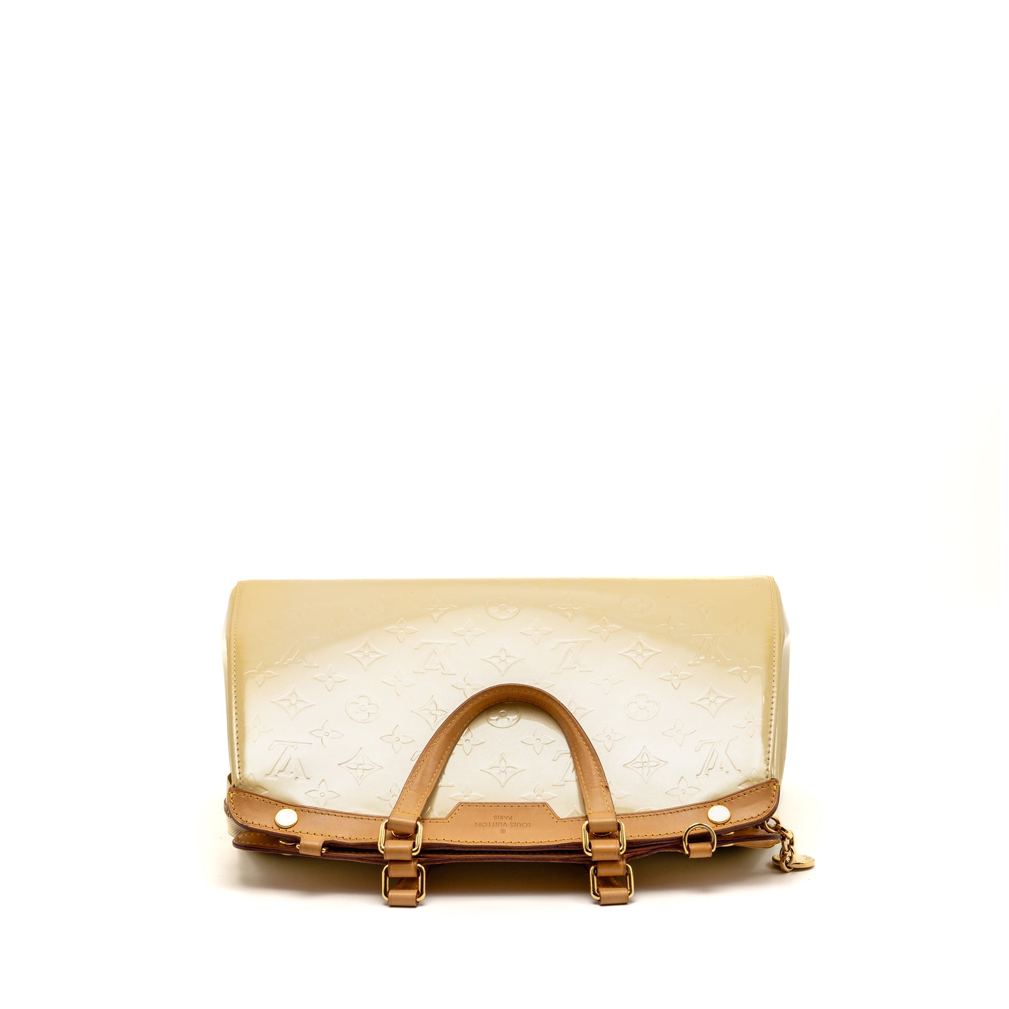 LOUIS VUITTON VERNIS BREA MM PATENT MONOGRAM LIGHT BEIGE GHW