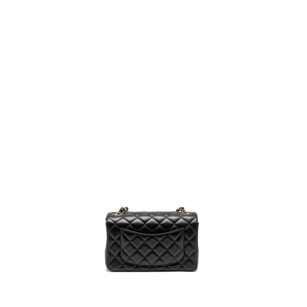 CHANEL MINI RECTANGULAR FLAP BAG LAMBSKIN BLACK LGHW (MICROCHIP)