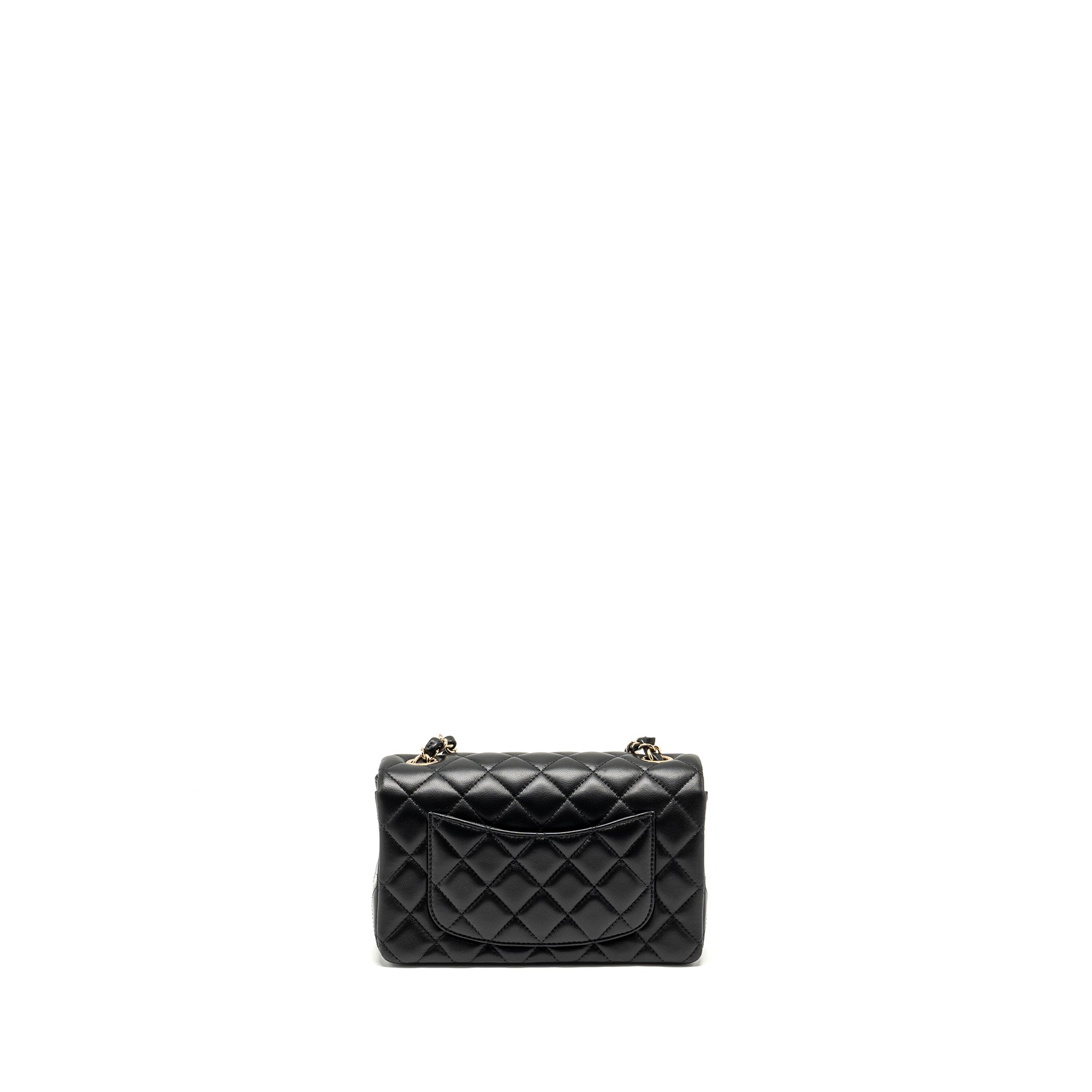 CHANEL MINI RECTANGULAR FLAP BAG LAMBSKIN BLACK LGHW (MICROCHIP)