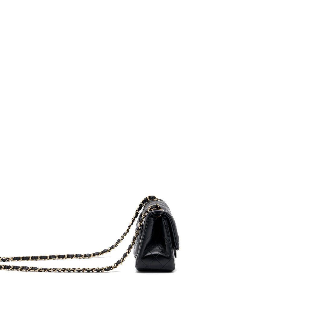 CHANEL CLASSIC MINI SQUARE FLAP BAG LAMBSKIN BLACK LGHW (MICROCHIP)