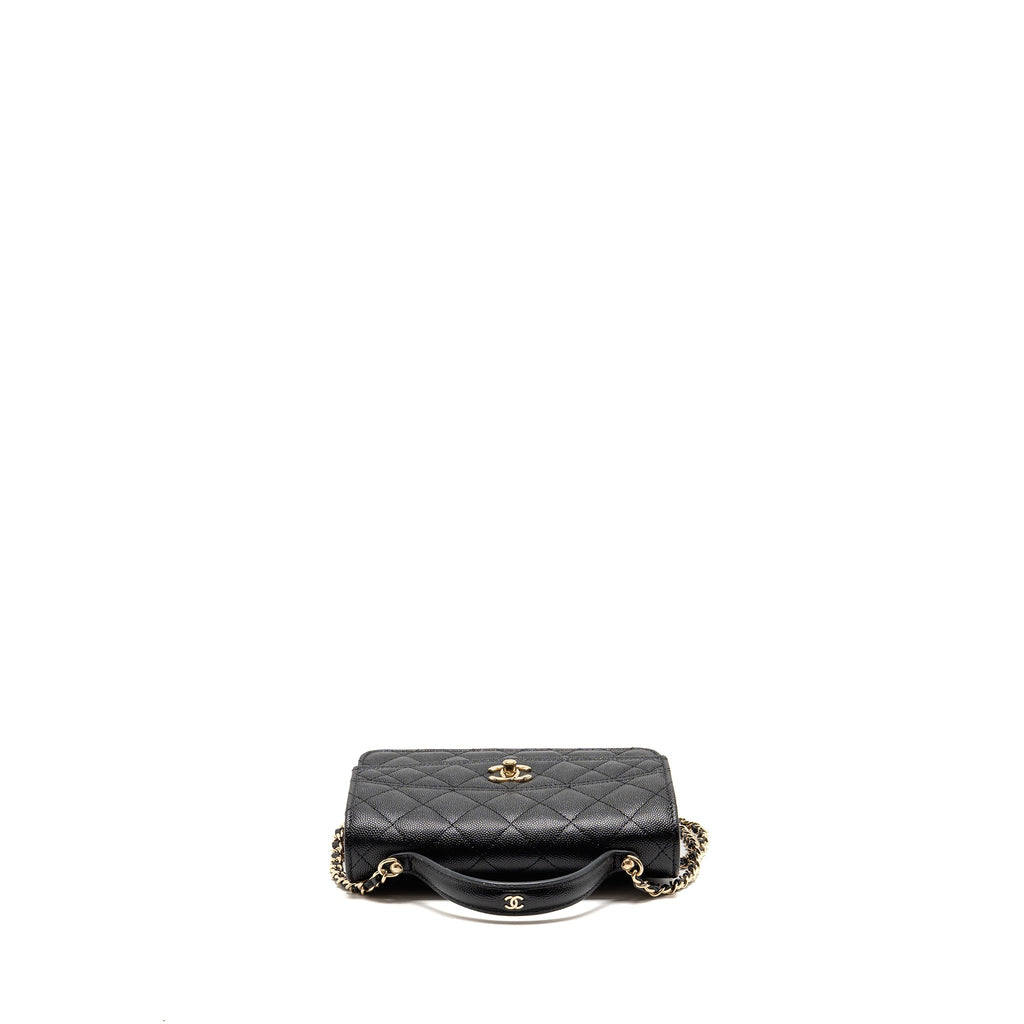 CHANEL 25C QUILTED CC TOP HANDLE MINI BACKPACK CAVIAR BLACK LGHW (MICROCHIP)