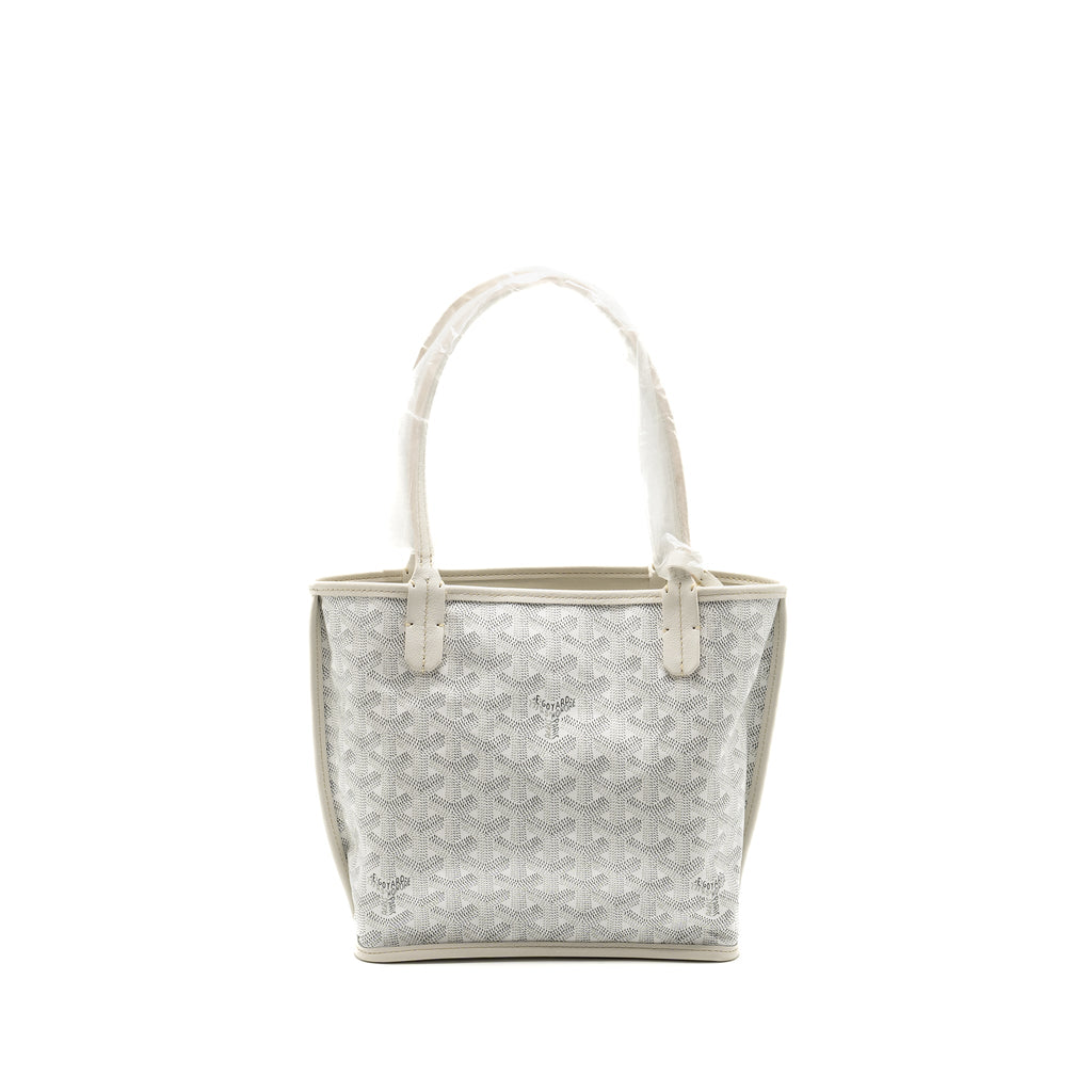 GOYARD MINI ANJOU TOTE BAG GOYARDINE CANVAS/LEATHER WHITE SHW