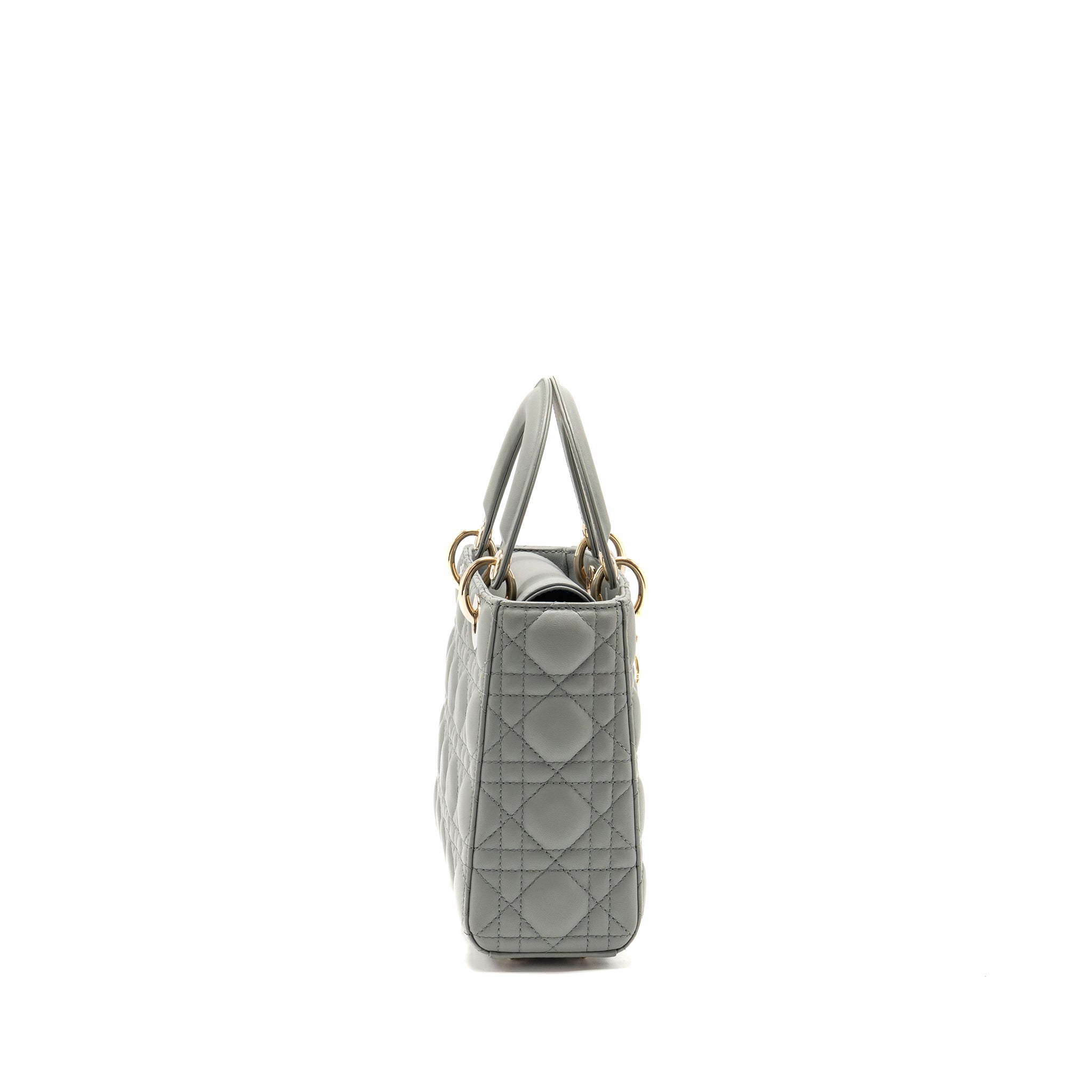 DIOR MY ABCDIOR SMALL LADY DIOR LAMBSKIN STONE GREY LGHW