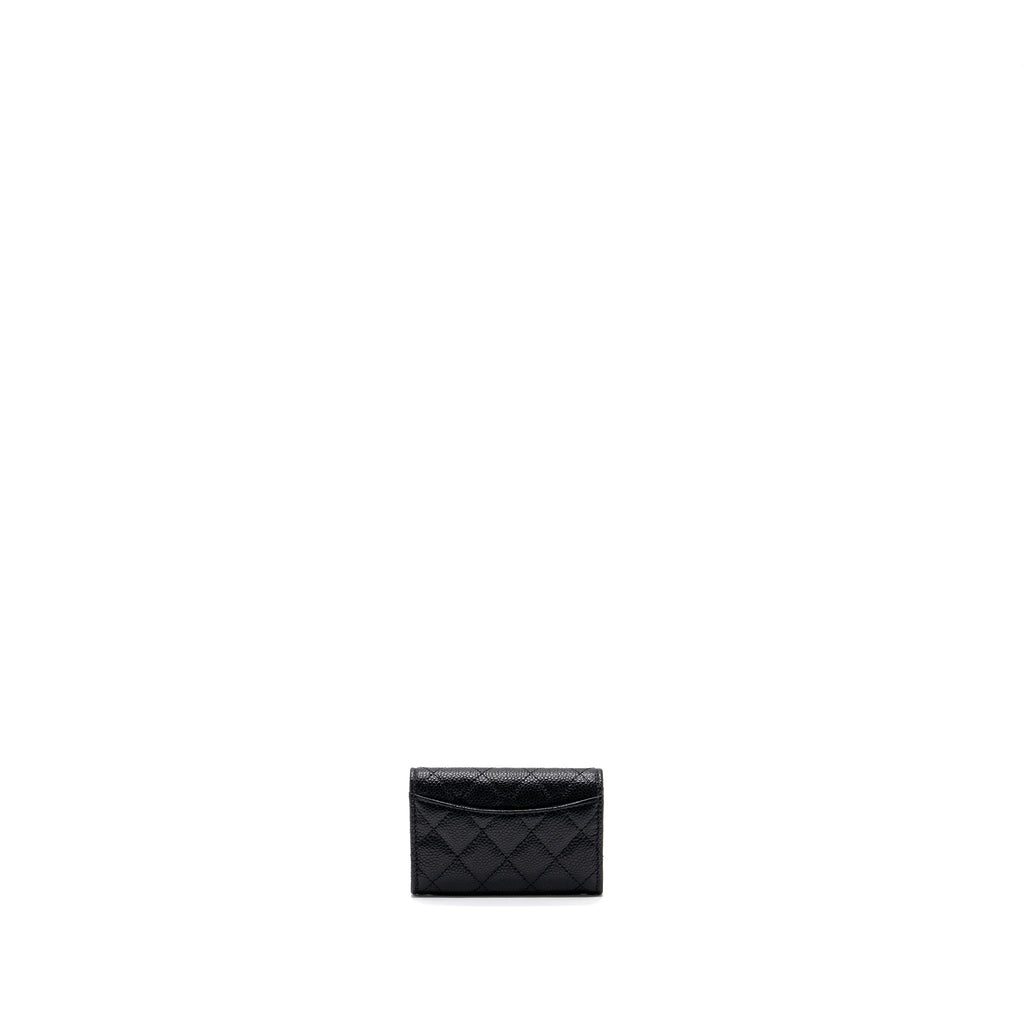 CHANEL CLASSIC FLAP CARD HOLDER CAVIAR BLACK GHW (MICROCHIP)