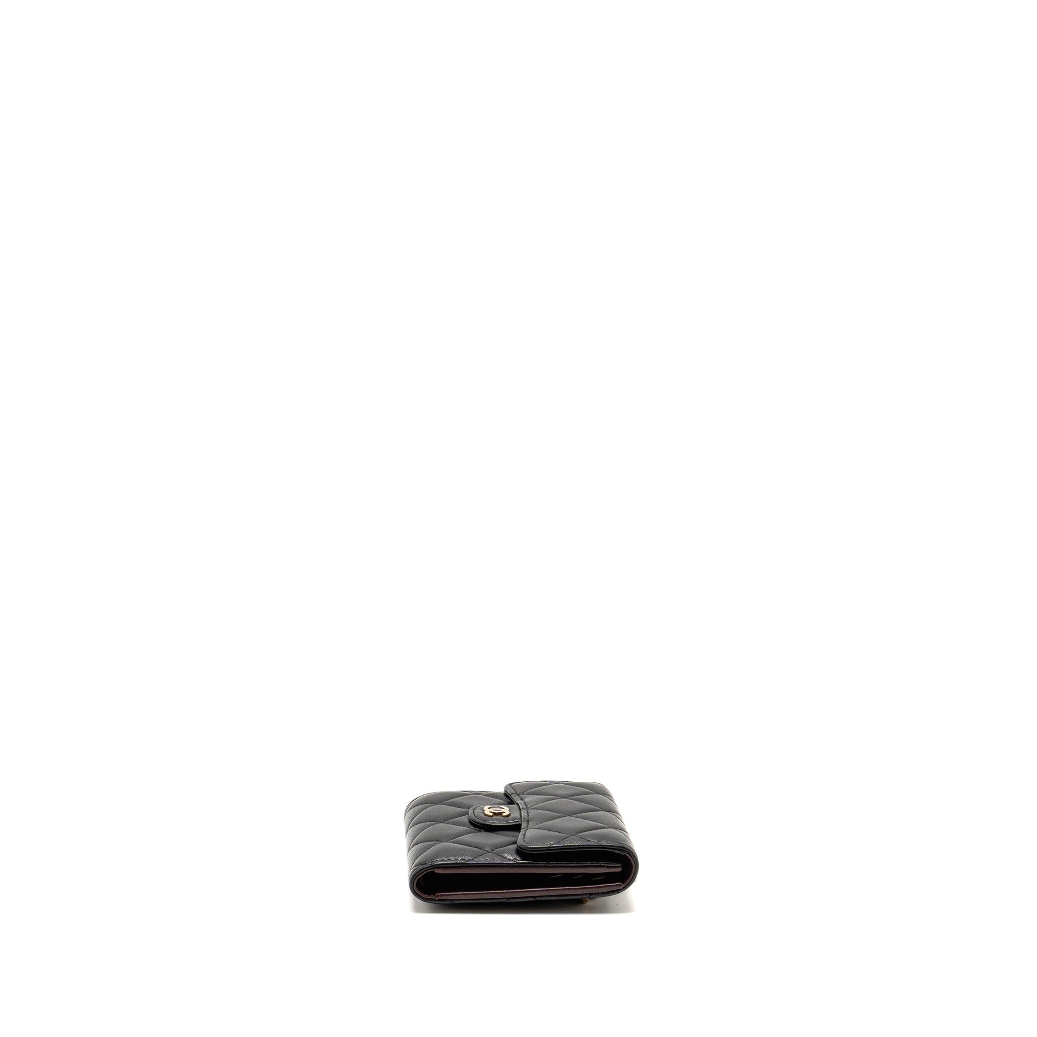 CHANEL CLASSIC SMALL FLAP WALLET LAMBSKIN BLACK LGHW