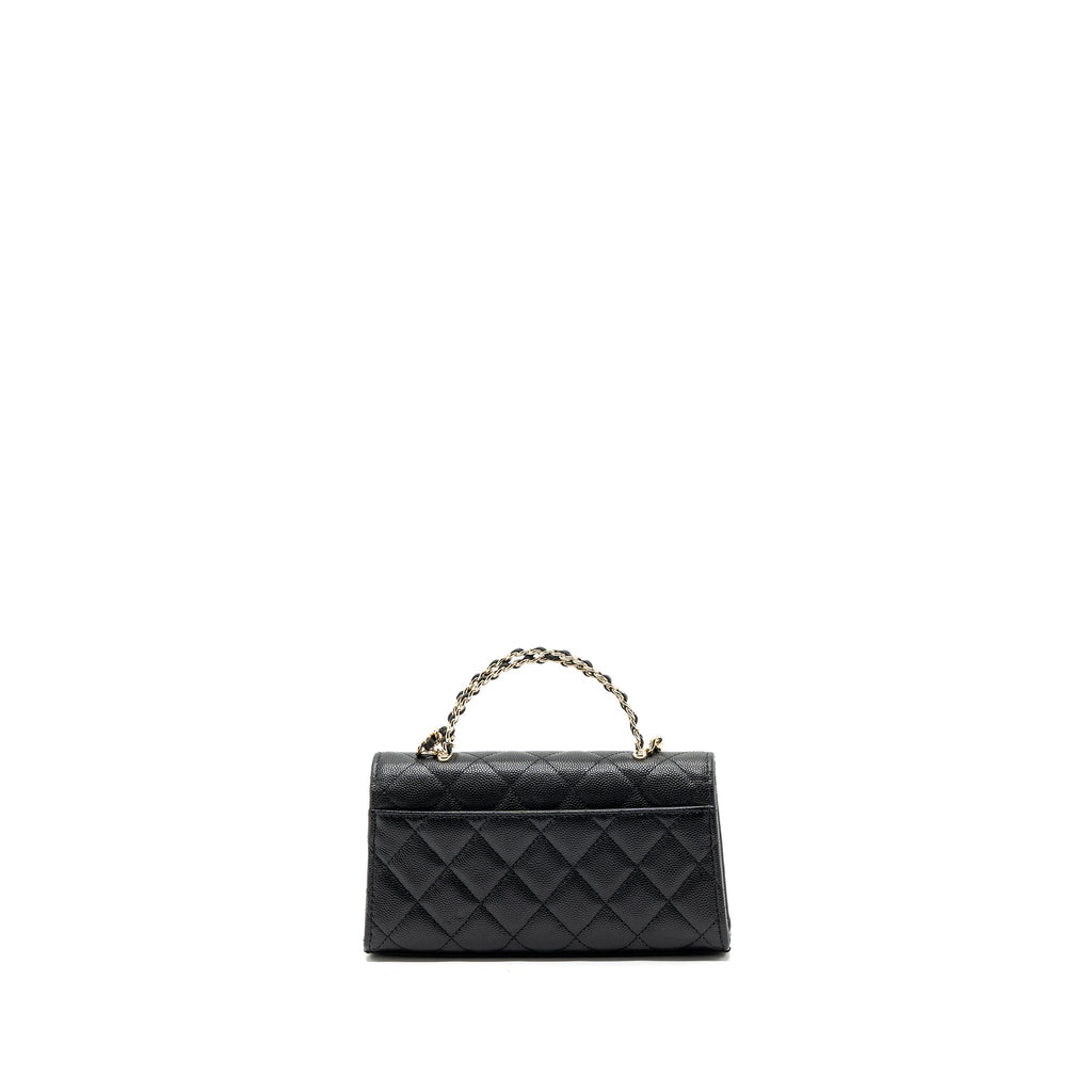 CHANEL 23P TOP HANDLE MINI FLAP BAG WITH CHAIN CAVIAR BLACK LGHW (MICROCHIP)