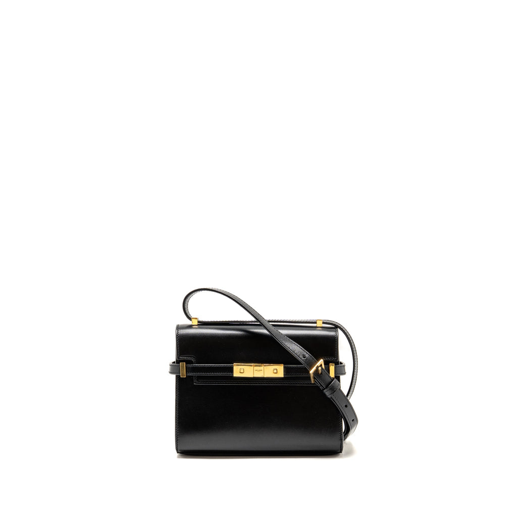 SAINT LAURENT MINI MANHATTAN SHOULDER BAG CALFSKIN BLACK GHW