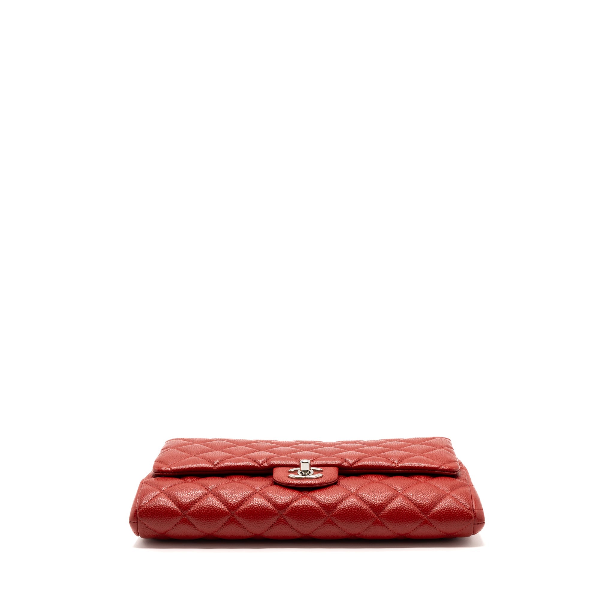 CHANEL TIMELESS FLAP CLUTCH WITH CHAIN CAVIAR RED SHW