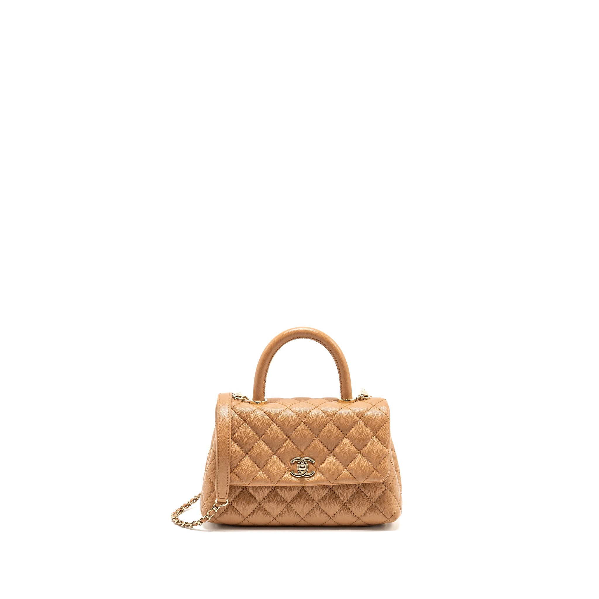 CHANEL 21P SMALL COCO HANDLE CAVIAR CARAMEL LGHW