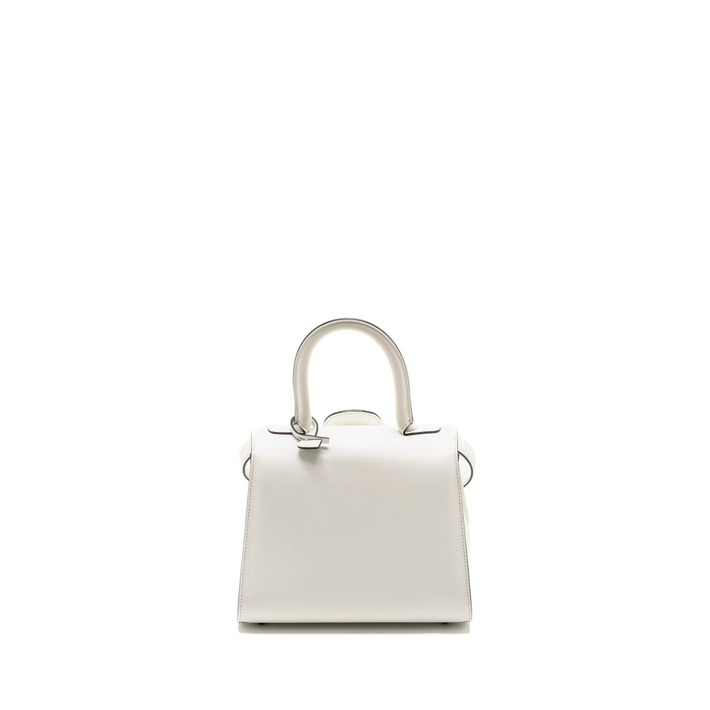 DELVAUX MINI BRILLIANT BAG CALFSKIN/GALUCHAT WHITE/BLACK WITH BLACK HARDWARE