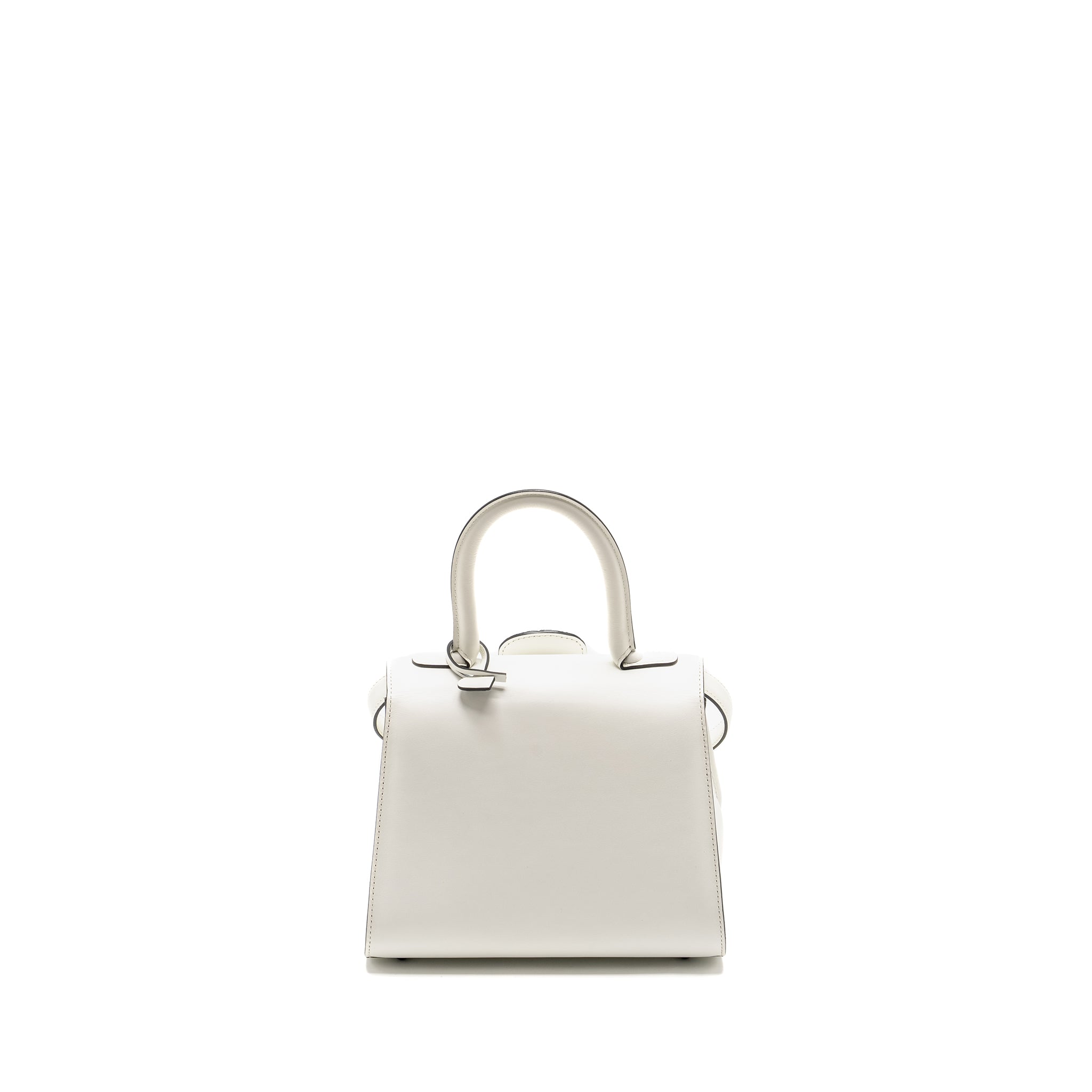 DELVAUX MINI BRILLIANT BAG CALFSKIN/GALUCHAT WHITE/BLACK WITH BLACK HARDWARE