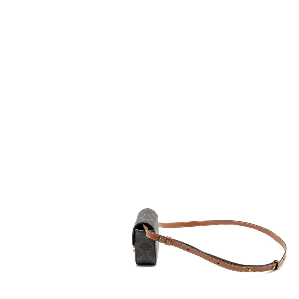 CELINE CLAUDE TRIOMPHE CANVAS / CALFSKIN TAN GHW