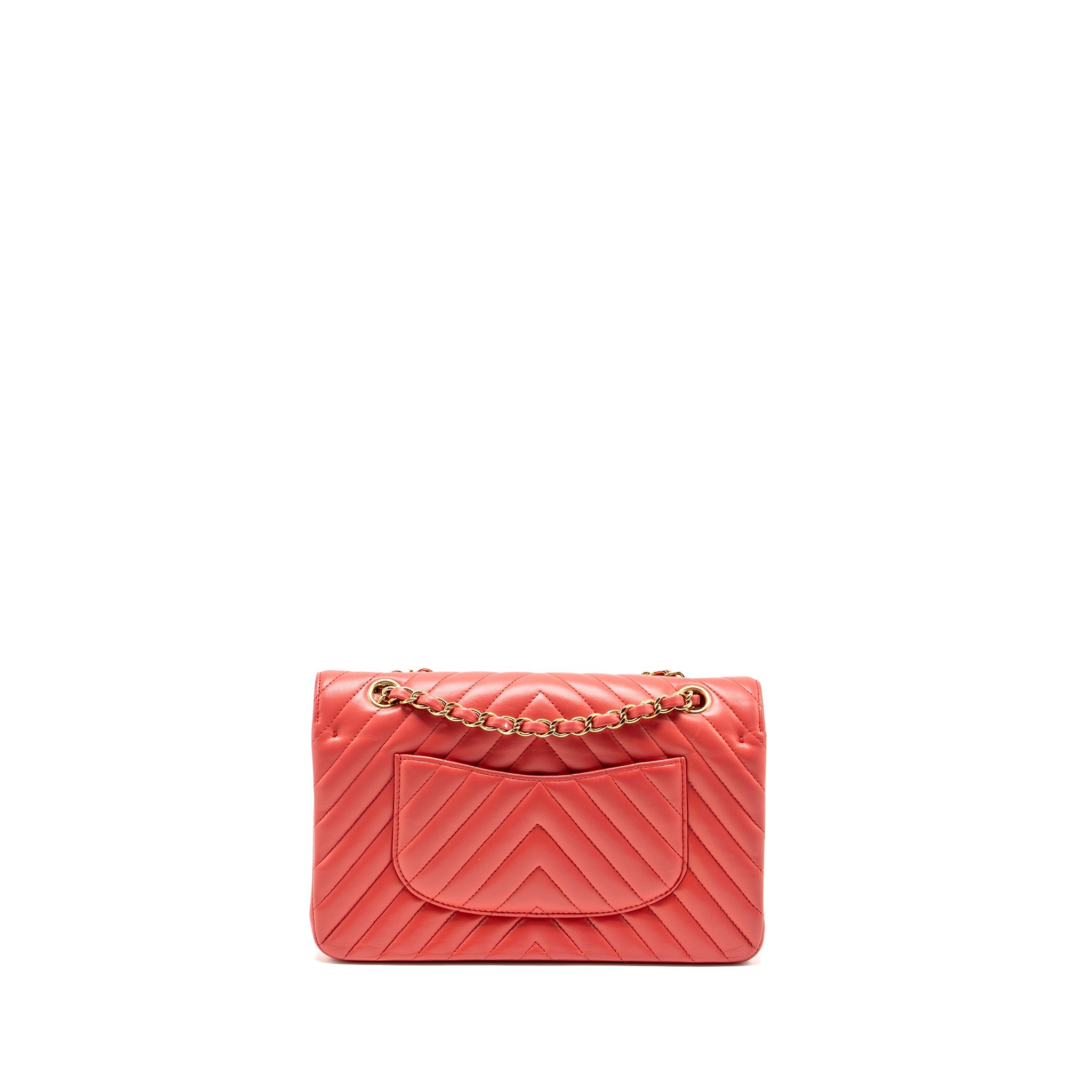 CHANEL MEDIUM CLASSIC DOUBLE FLAP BAG CHEVRON LAMBSKIN PINK LGHW