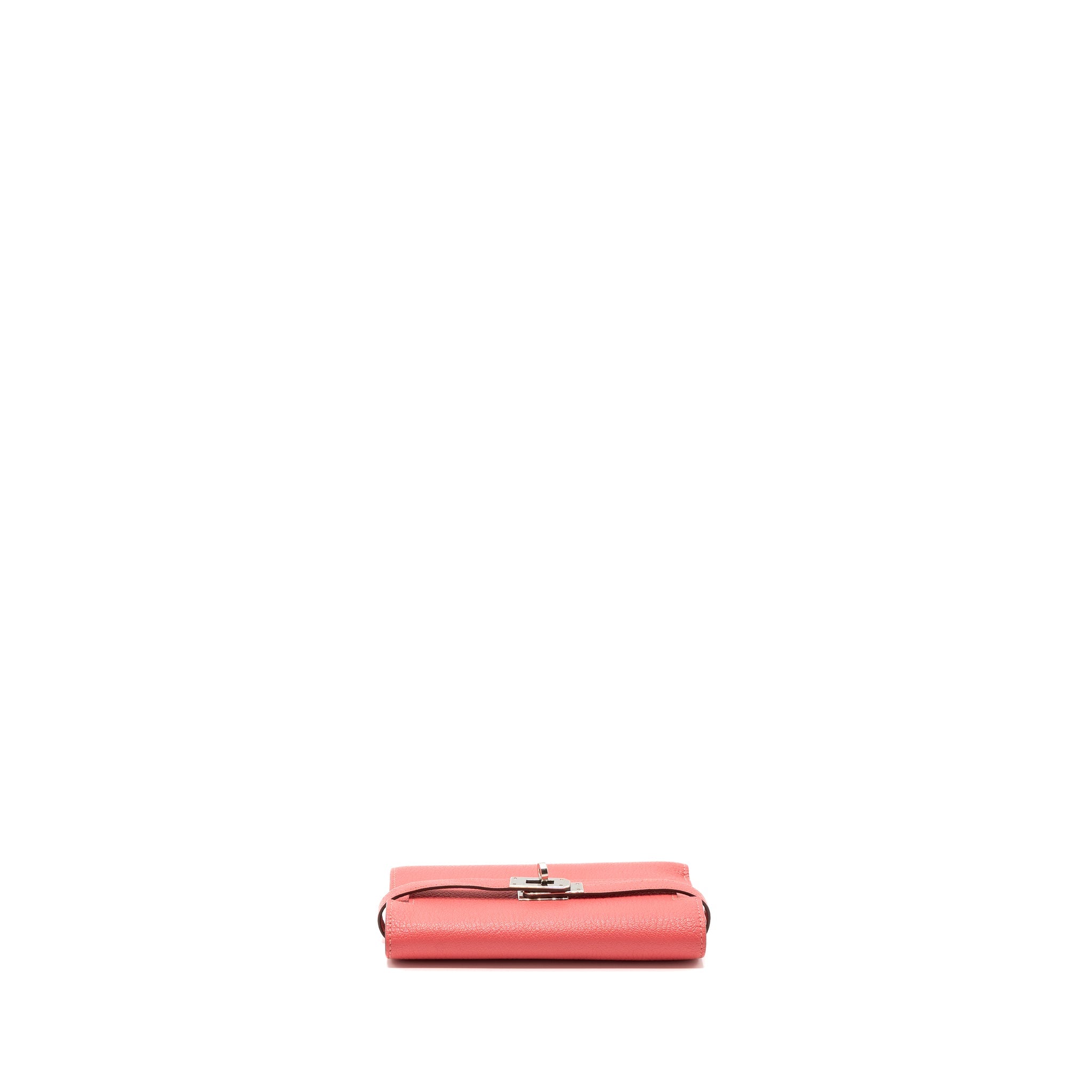 HERMES KELLY COMPACT WALLET CHEVRE MYSORE ROSE AZALEE SHW