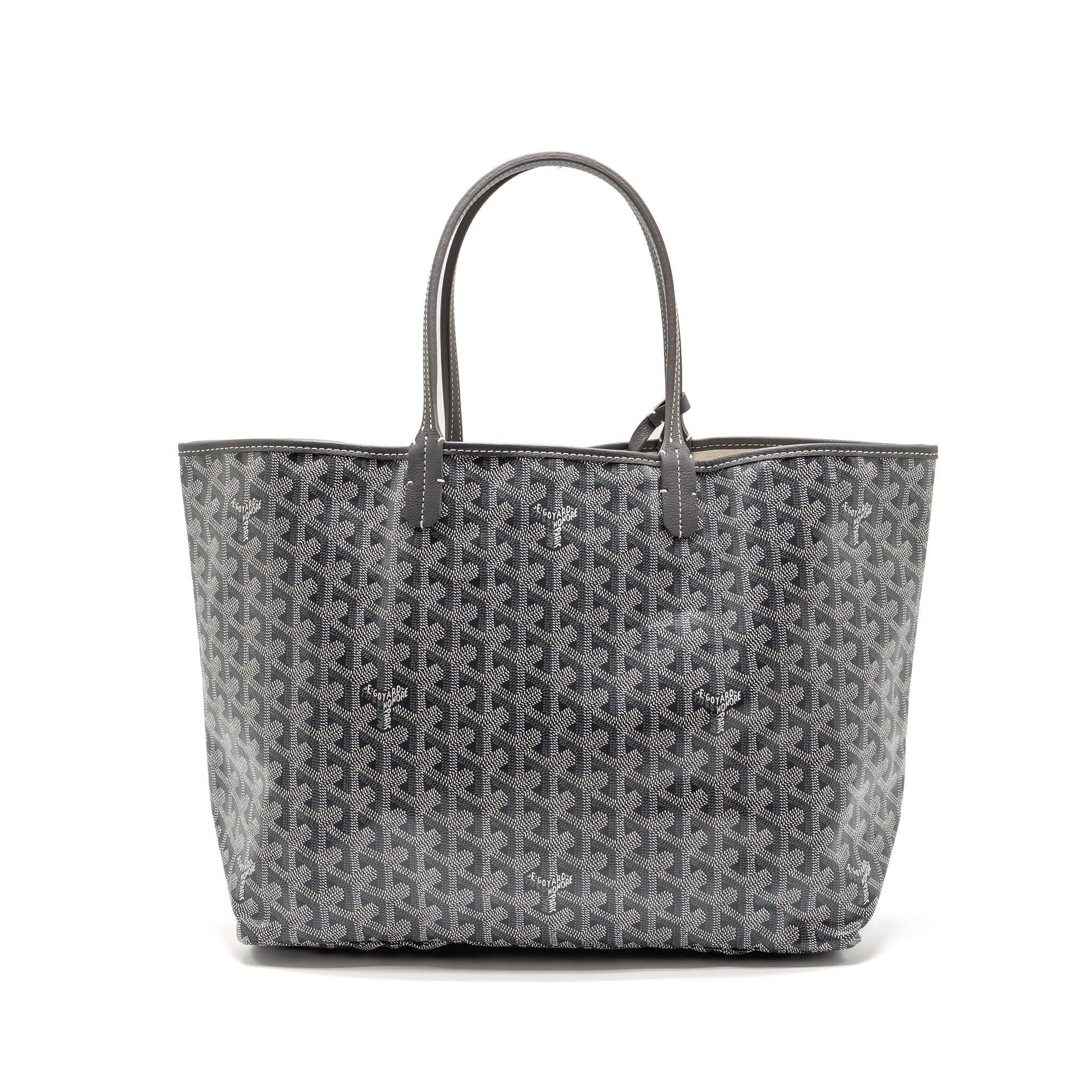 GOYARD SAINT LOUIS PM TOTE GOYARDINE CANVAS / CALFSKIN GREY