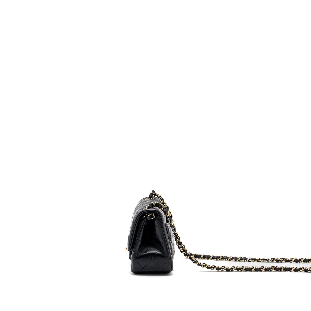 CHANEL CLASSIC MINI SQUARE FLAP BAG LAMBSKIN BLACK LGHW (MICROCHIP)