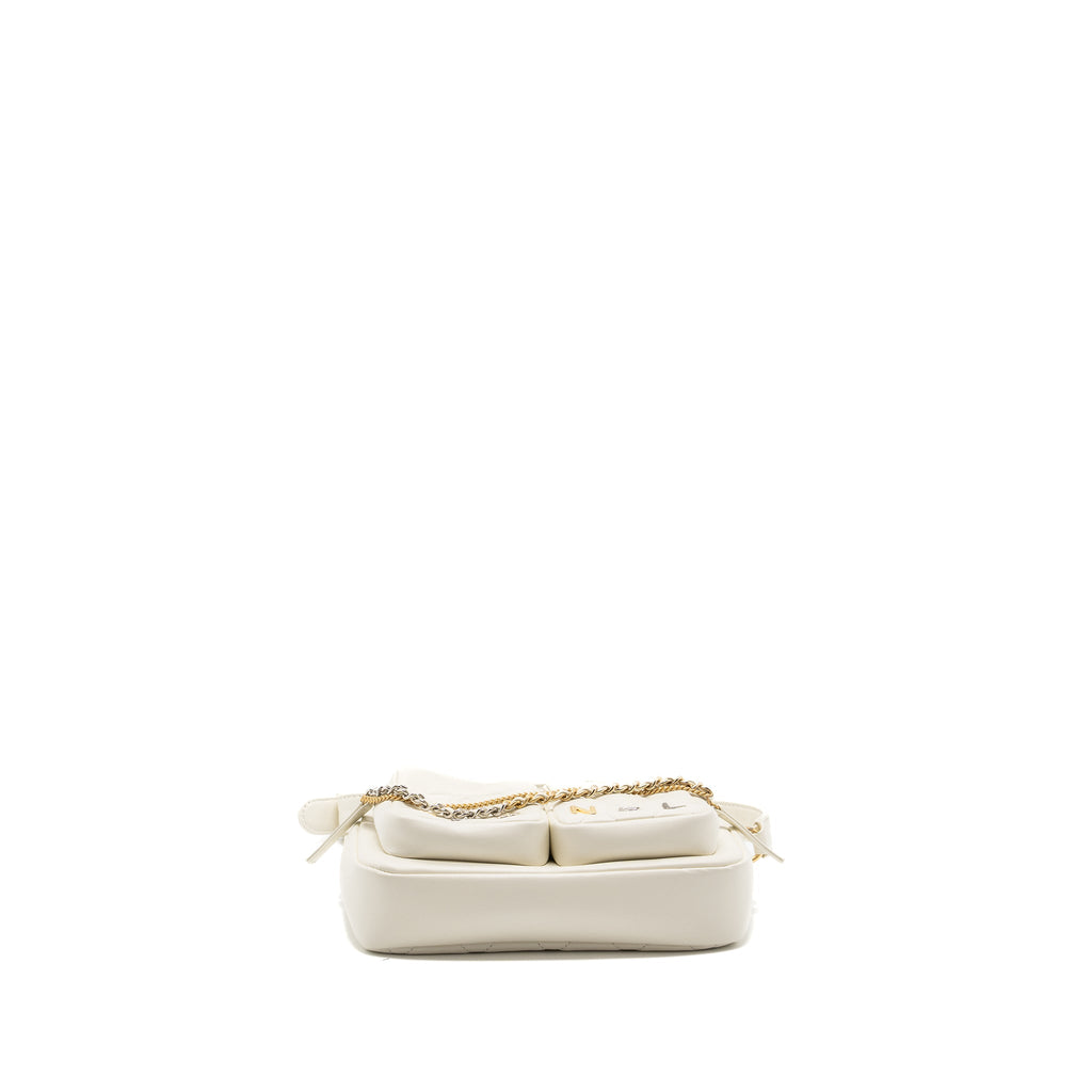 CHANEL SMALL CAMERA BAG CALFSKIN WHITE MULTICOLOUR HARDWARE(MICROCHIP)