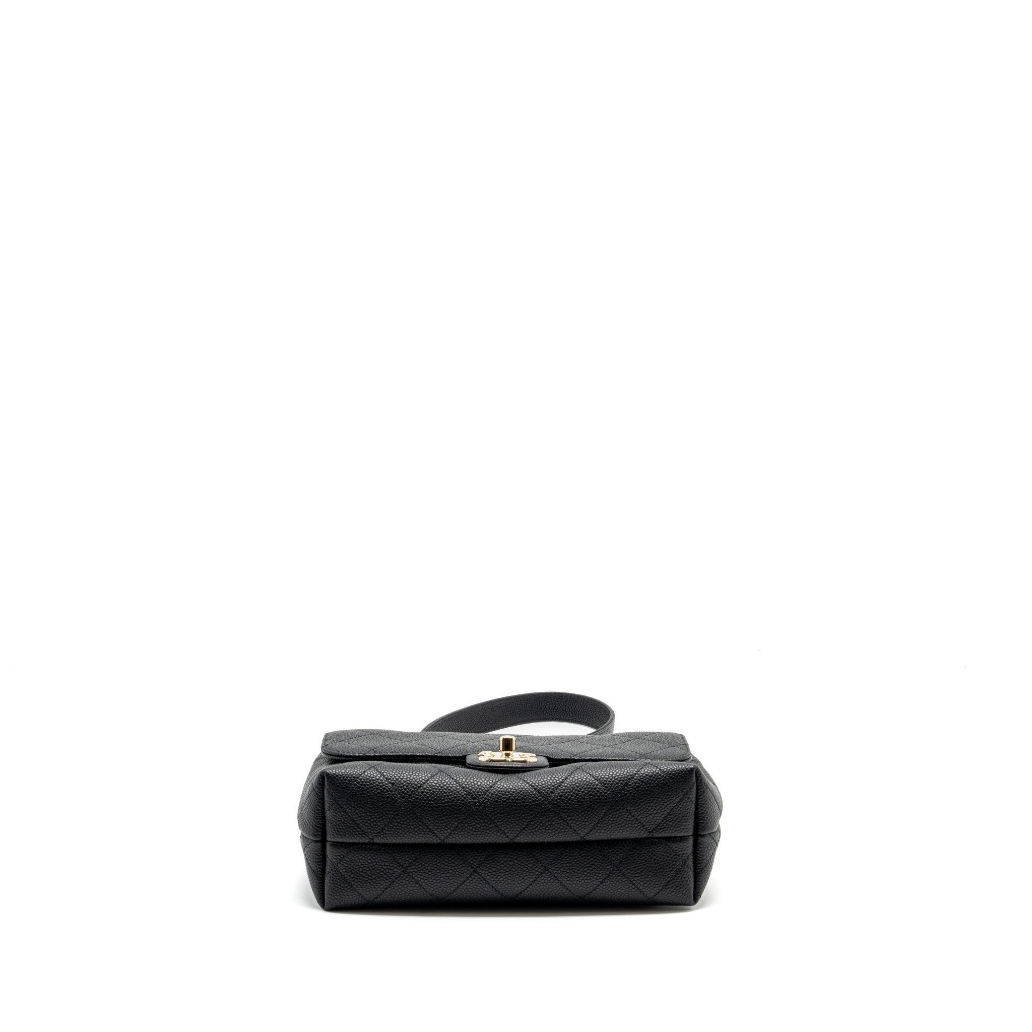CHANEL CHAIN HANDLE FLAP BAG QUILTED CALFSKIN BLACK LGHW
