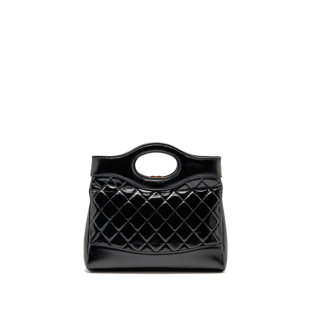 CHANEL MINI 31 BAG SHINY LAMBSKIN BLACK LGHW (MICROCHIP)