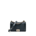CHANEL MEDIUM BOY BAG CHEVRON LAMBSKIN DARK BLUE SHW