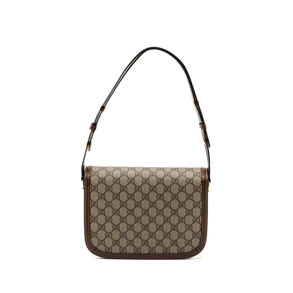 GUCCI HORSEBIT 1955 SHOULDER BAG GG SUPREME CANVAS/ LEATHER BROWN GHW