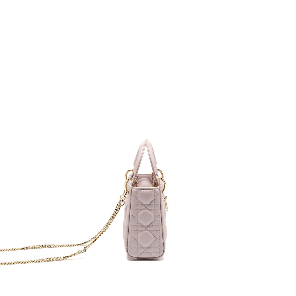 DIOR MINI LADY DIOR LAMBSKIN LIGHT PINK LGHW