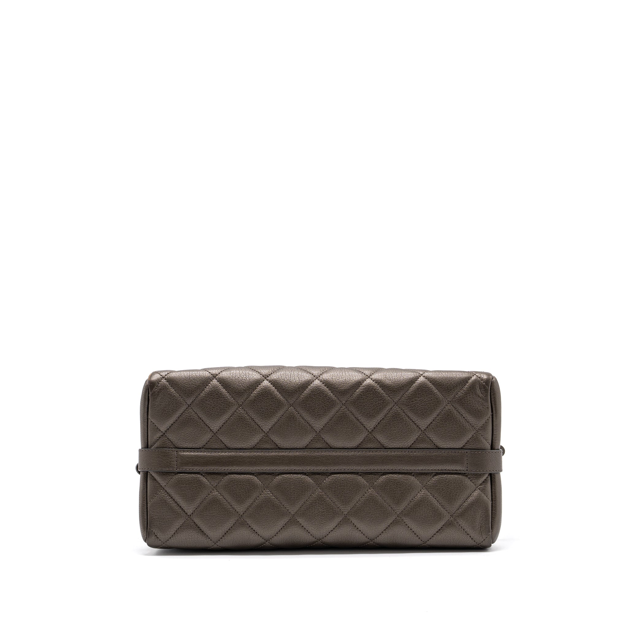 CHANEL QUILTED TOTE BAG GOATSKIN SILVER RUTHENIUM HARDWARE