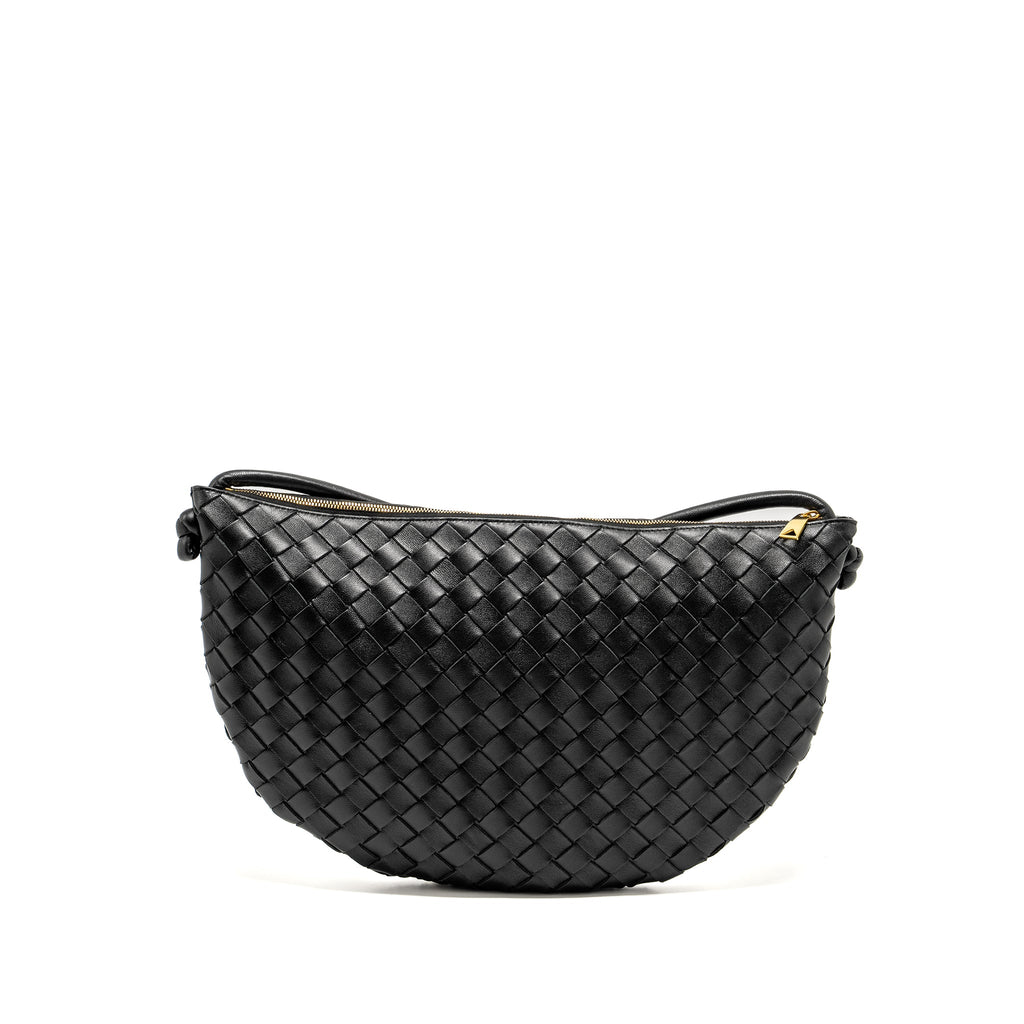 BOTTEGA VENETA MEDIUM TURN POUCH LAMBSKIN BLACK GHW