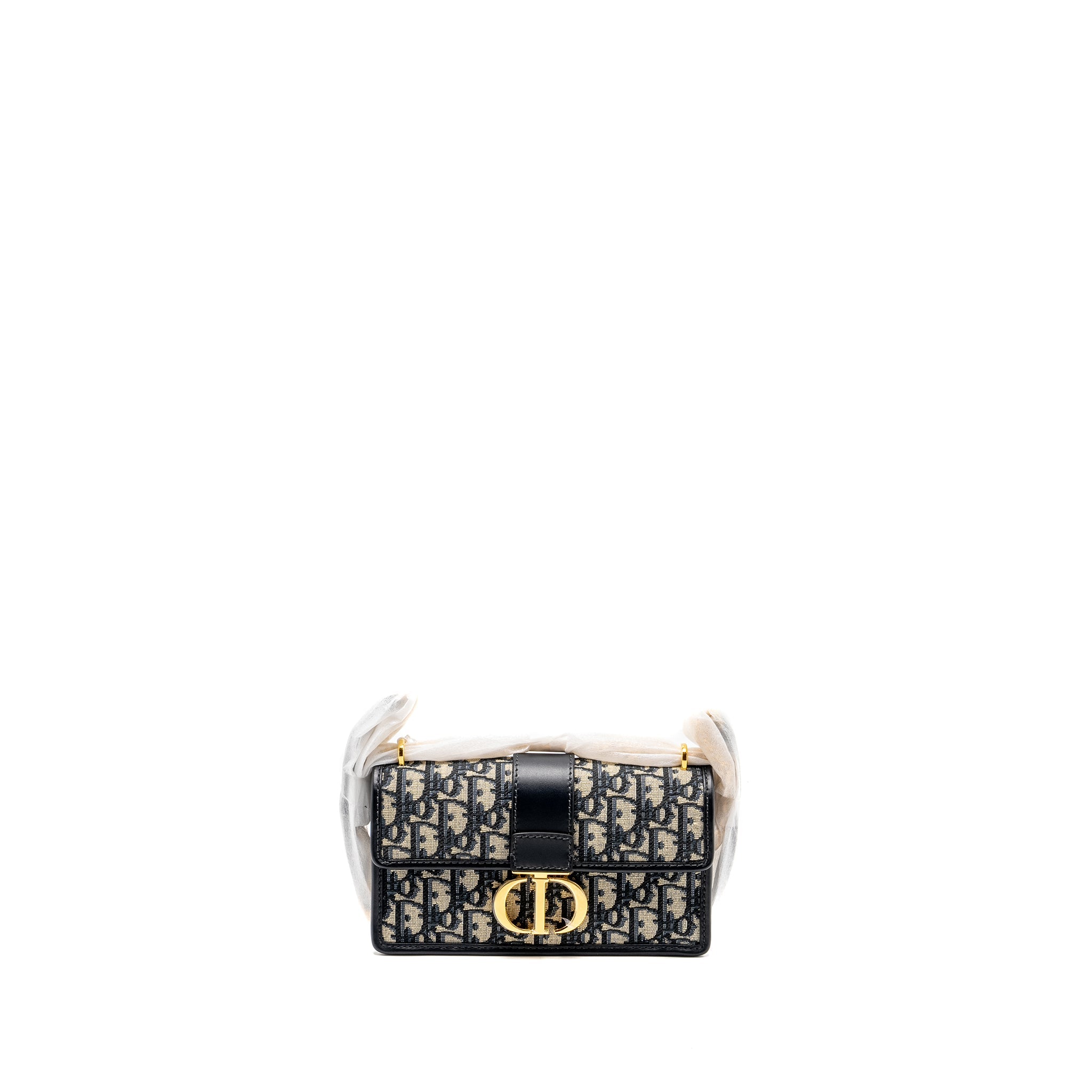 DIOR 30 MONTAIGNE EAST-WEST BAG WITH CHAIN OBLIQUE JACQUARD BLUE GHW