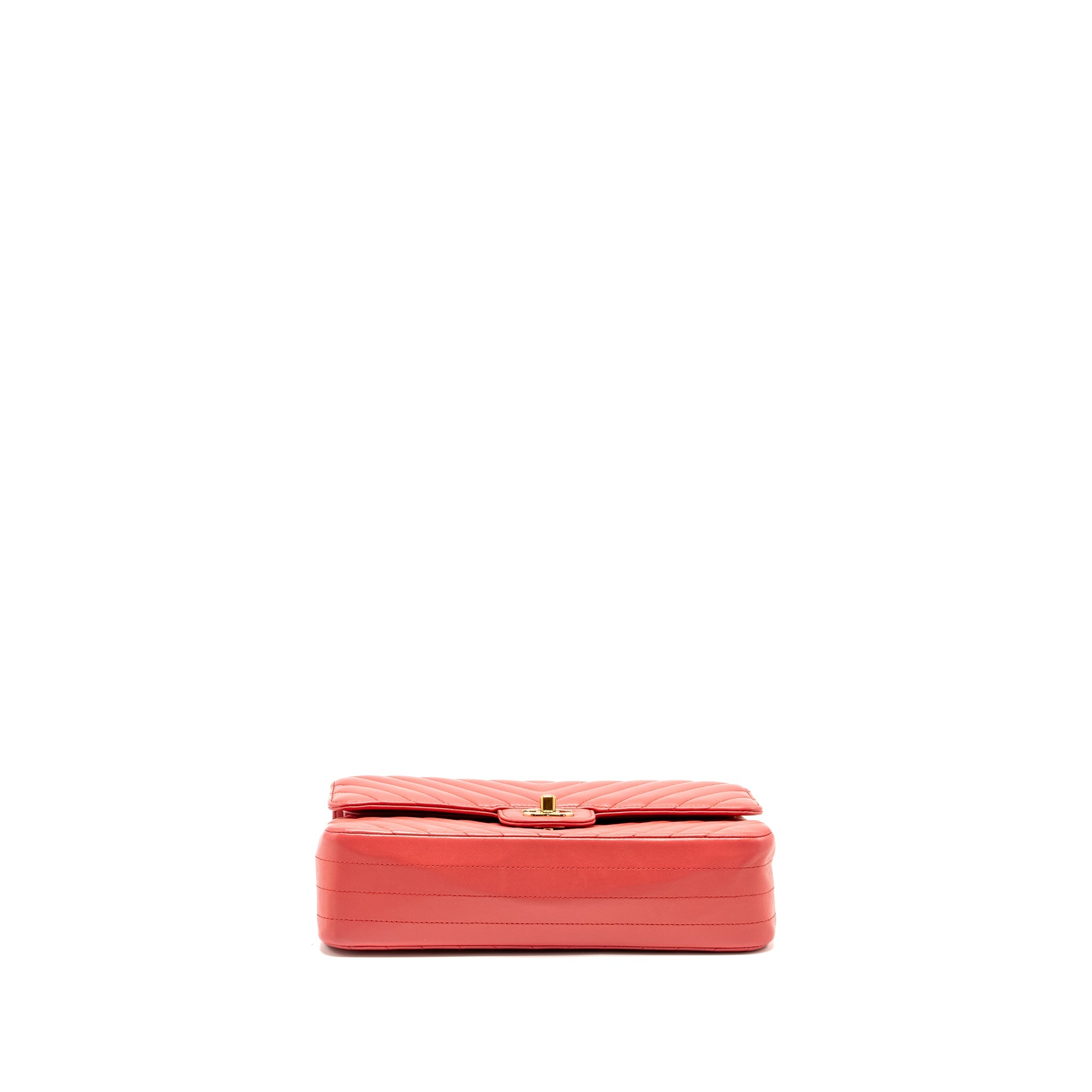 CHANEL MEDIUM CLASSIC DOUBLE FLAP BAG CHEVRON LAMBSKIN PINK LGHW