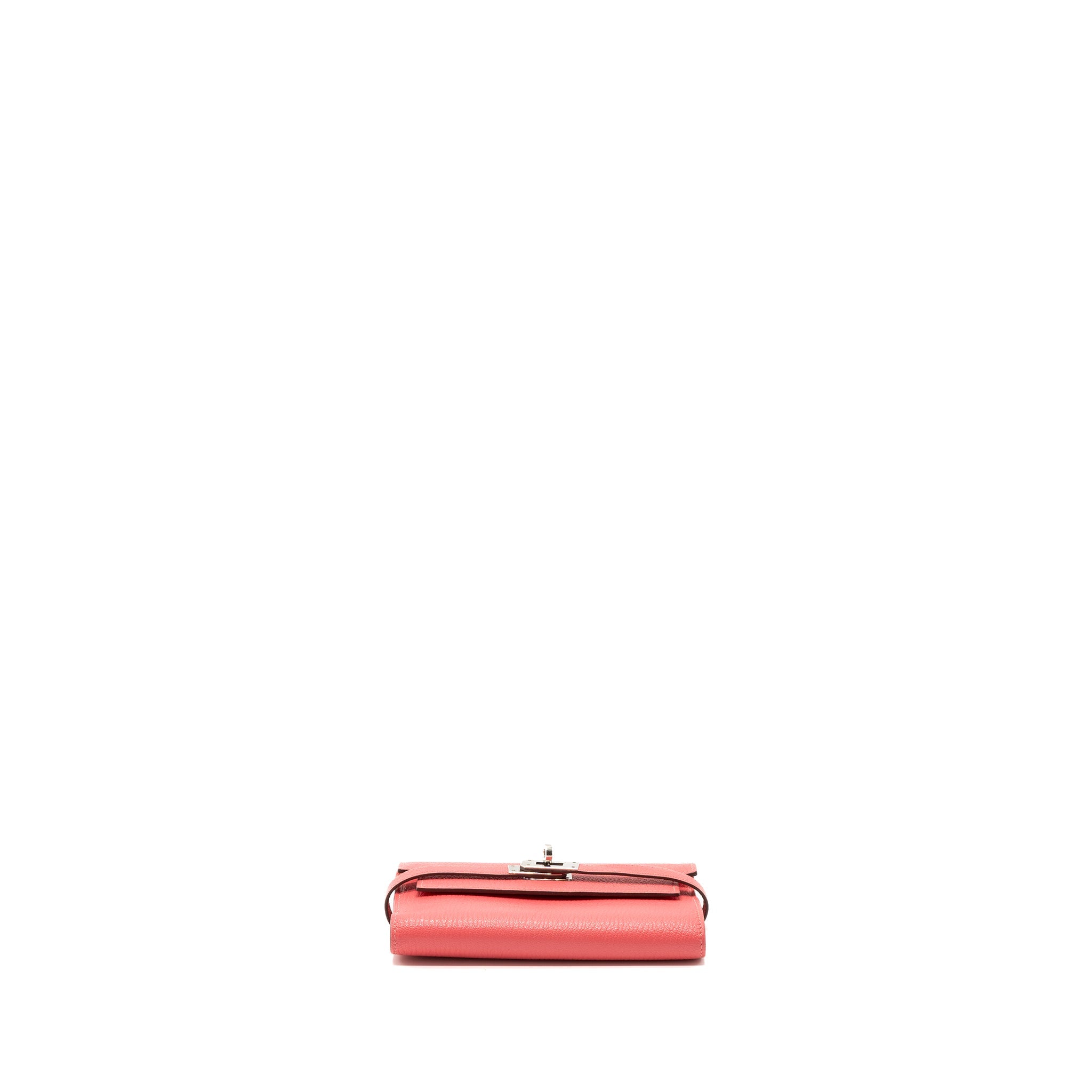 HERMES KELLY COMPACT WALLET CHEVRE MYSORE ROSE AZALEE SHW
