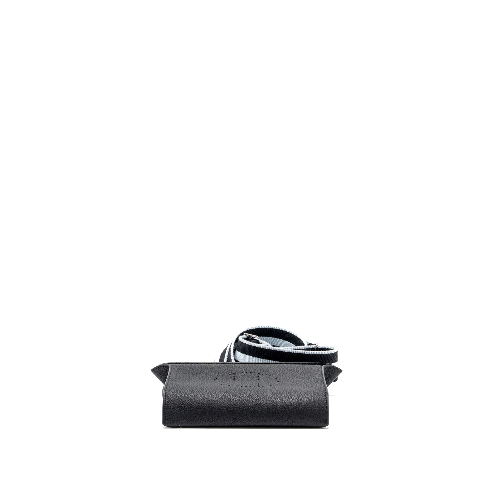 HERMES VIDEPOCHES BAG TOGO BLACK WITH MULTICOLOUR STRAP SHW