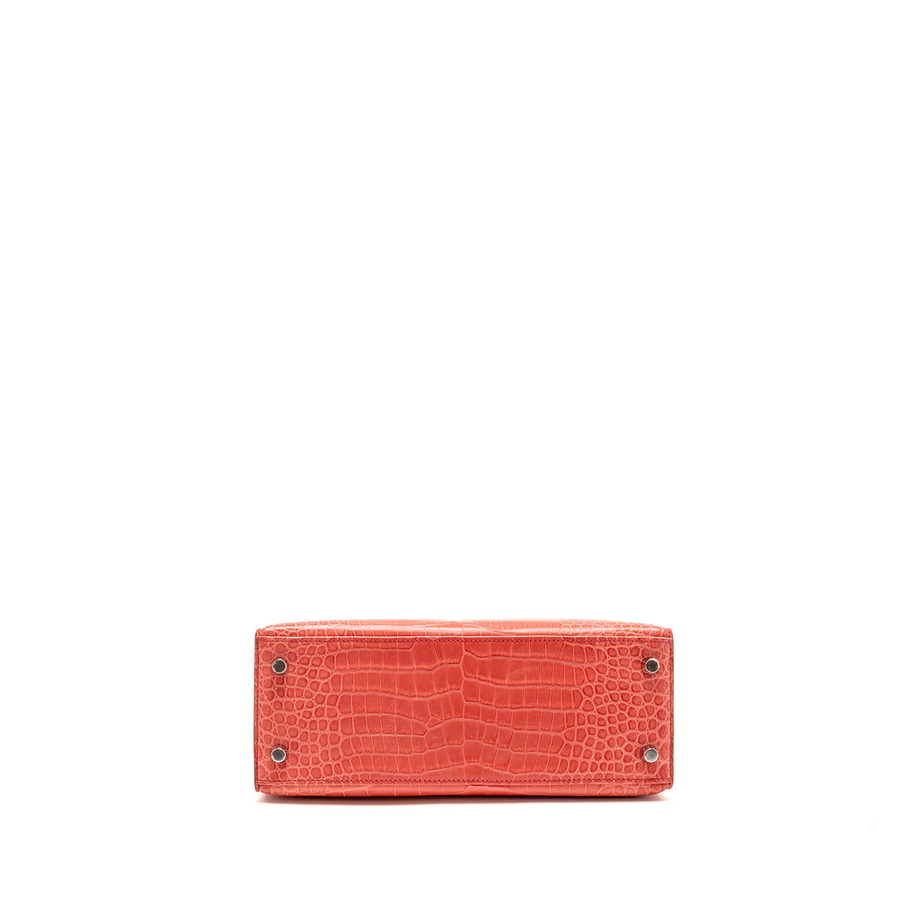 HERMES KELLY 25 MATT CROCODILE POROUS BOUGAINVILLIER SHW