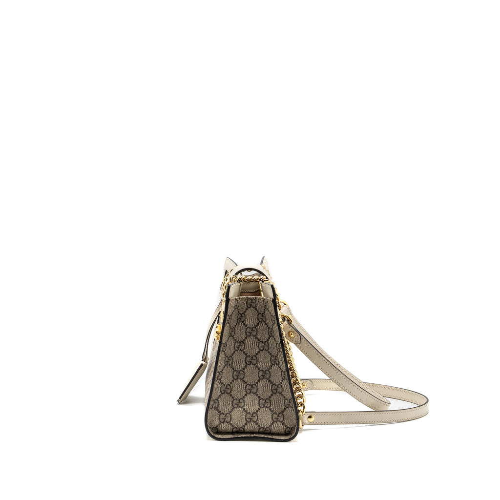 GUCCI PADLOCK SMALL SHOULDER BAG GG SUPREME CANVAS / LEATHER WHITE GHW