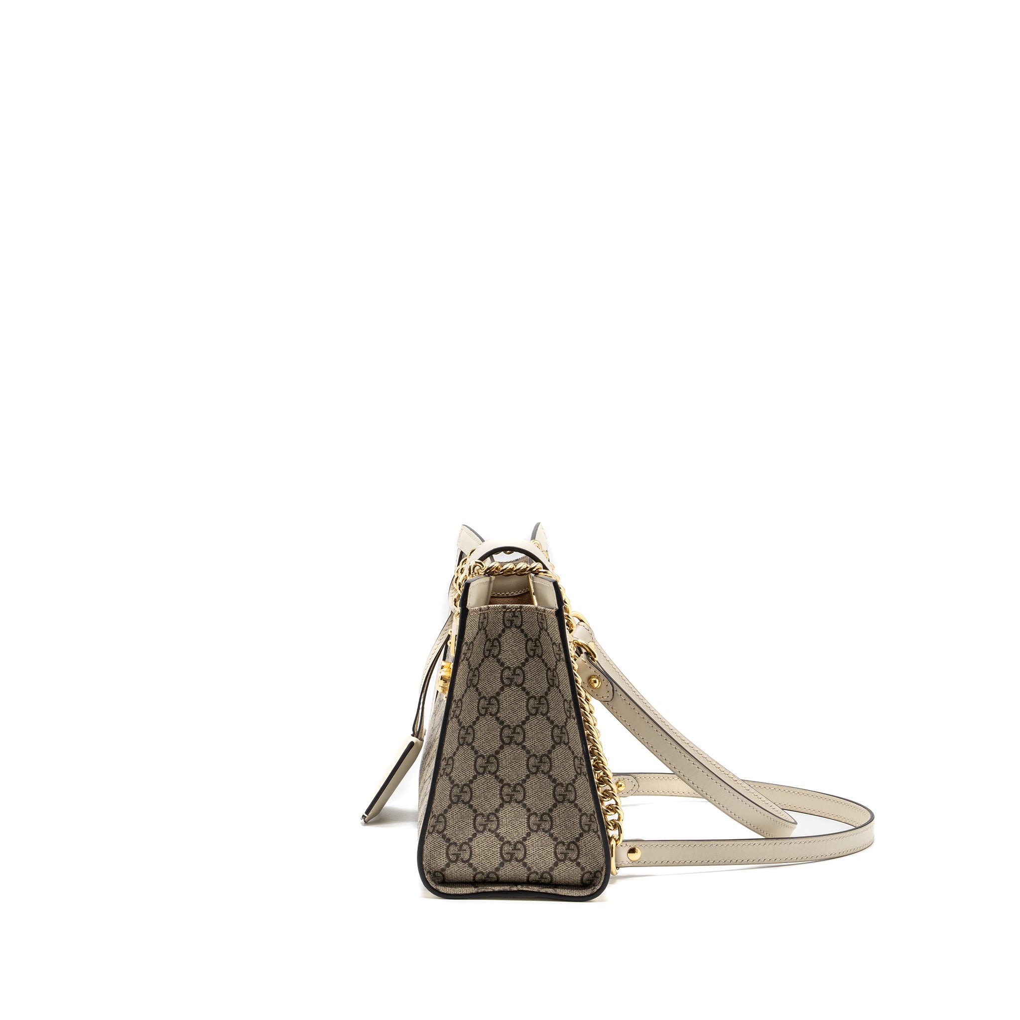 GUCCI PADLOCK SMALL SHOULDER BAG GG SUPREME CANVAS / LEATHER WHITE GHW