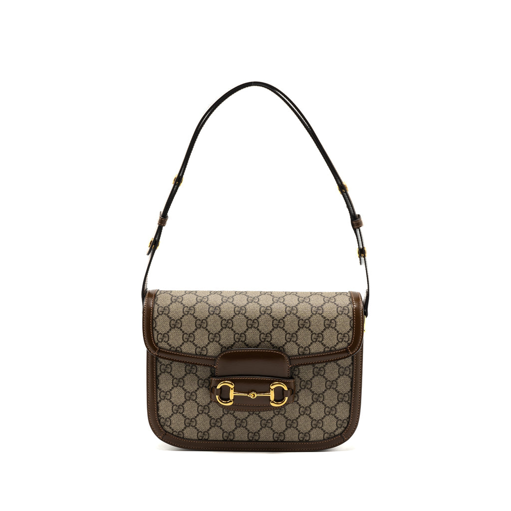 GUCCI HORSEBIT 1955 SHOULDER BAG GG SUPREME CANVAS/ LEATHER BROWN GHW