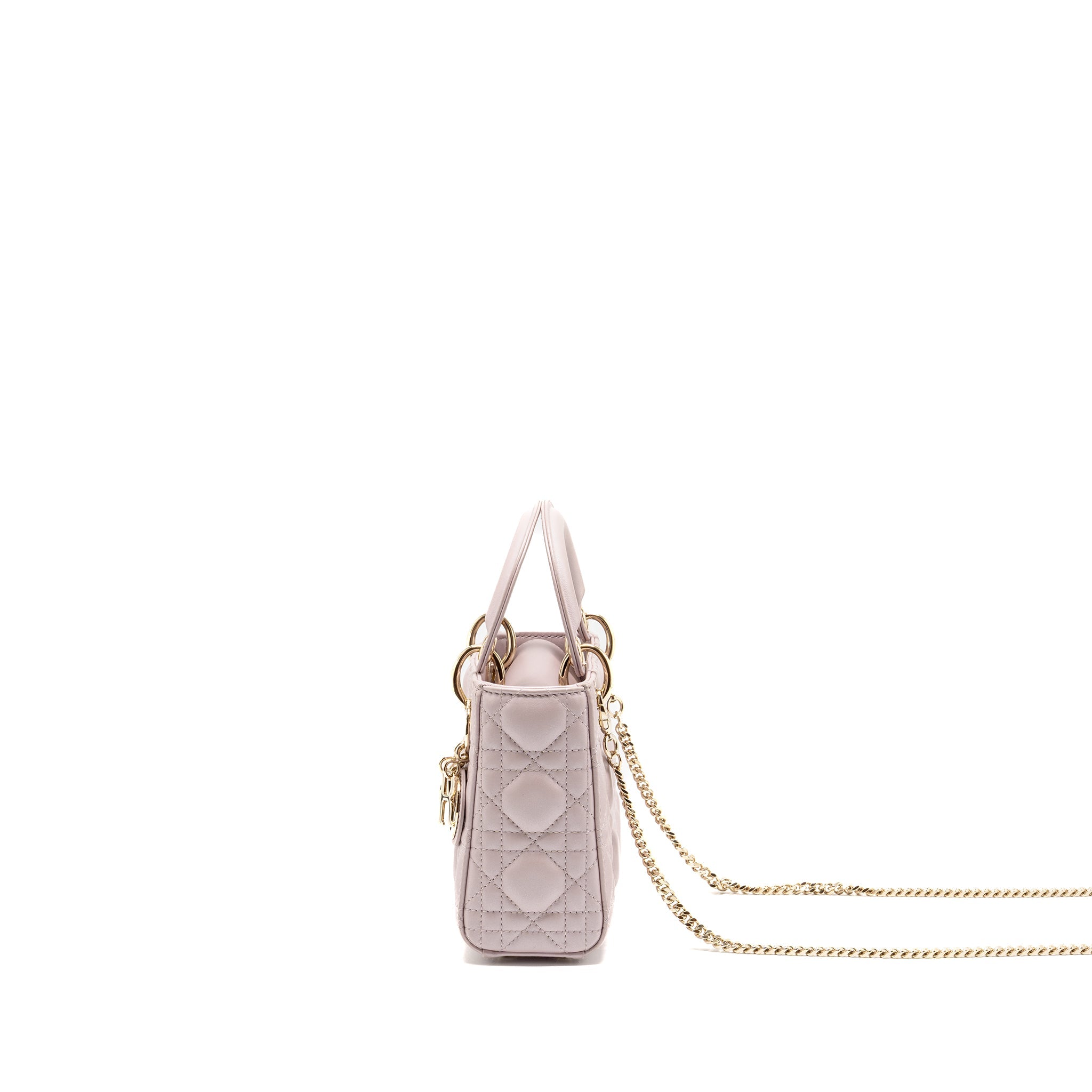 DIOR MINI LADY DIOR LAMBSKIN LIGHT PINK LGHW