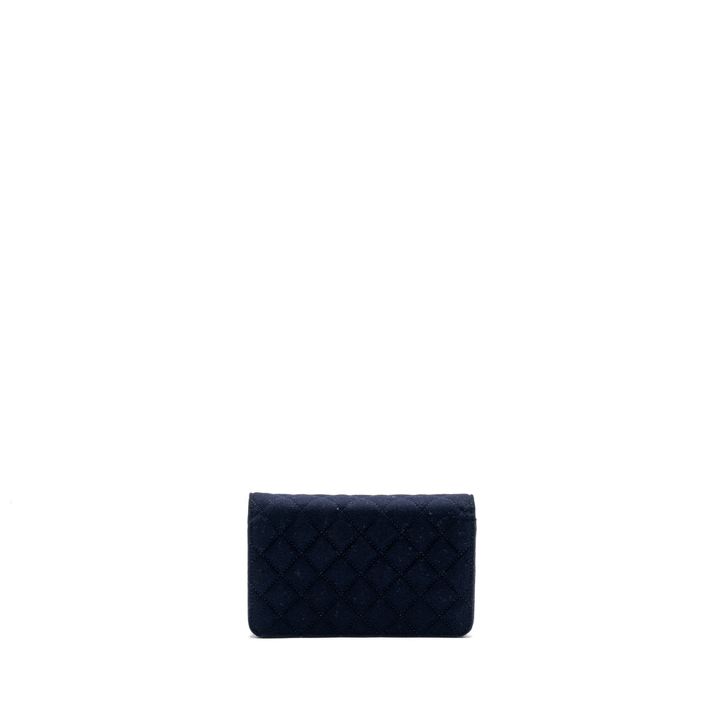 CHANEL 18A CHARMING NAVY WALLET ON CHAIN WOOL/CALFSKIN NAVY GHW