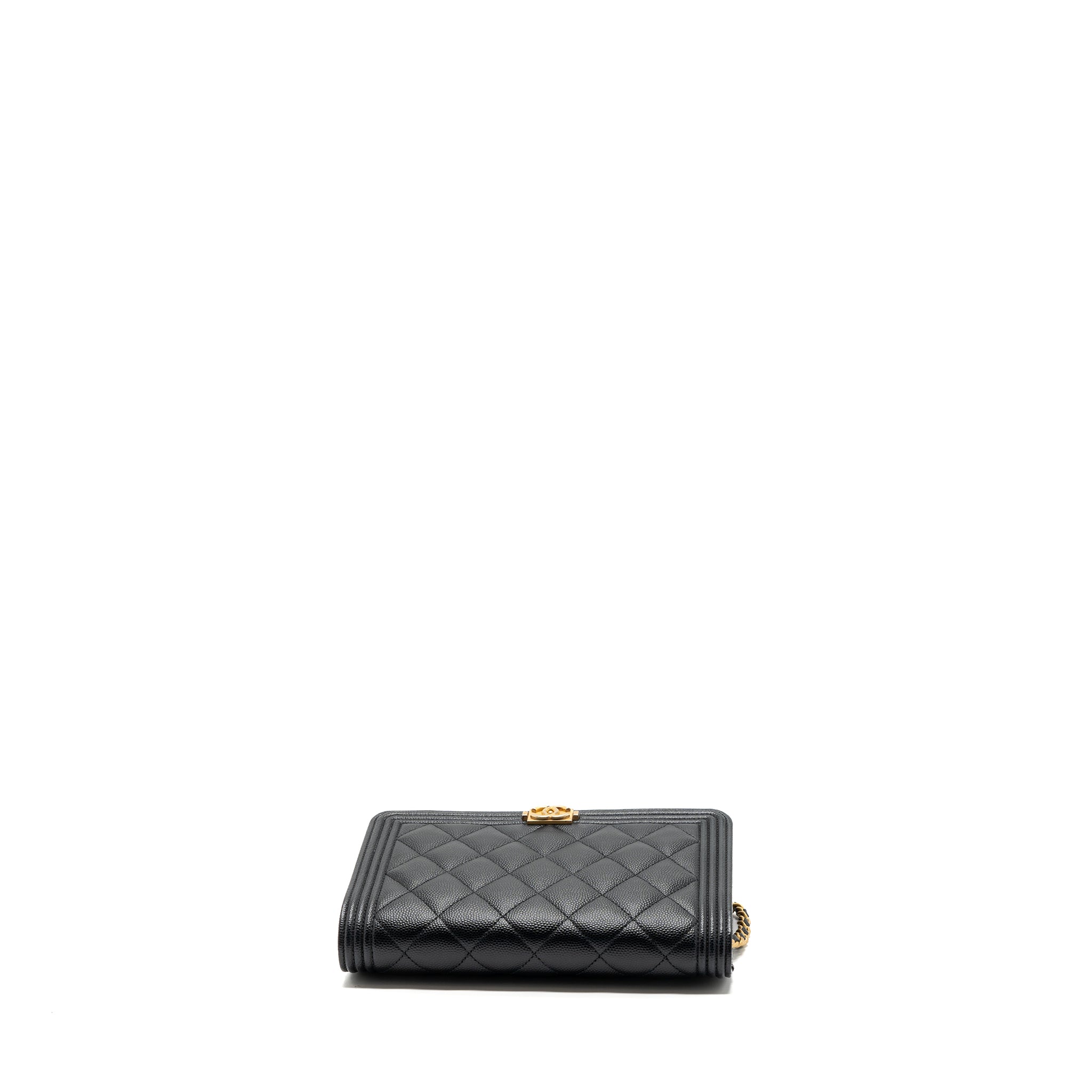 CHANEL BOY WALLET ON CHAIN CAVIAR BLACK GHW